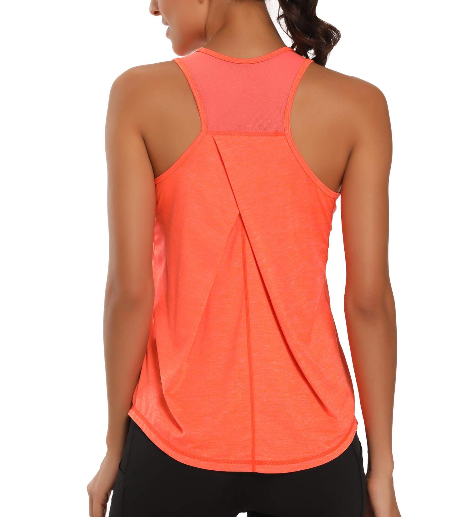 Aeuui Women's Racerback Tank Top | Mesh Yoga Shirt for Gym and Running | Orange - Small - Buy Online on SooperMarket.com