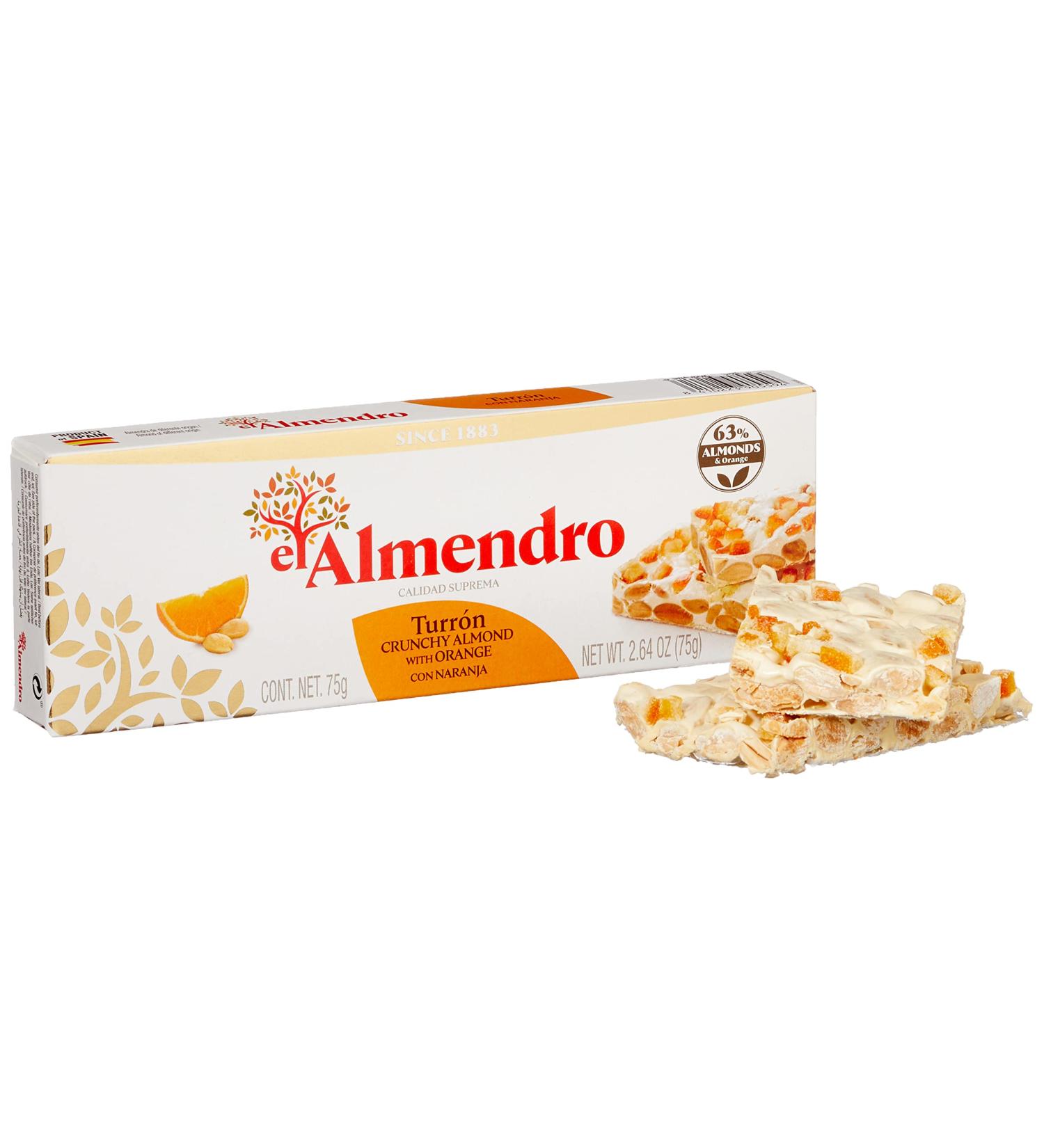 El Almendro White Nougat with Almonds & Candied Orange Peel - 75g | Buy Internationally - Buy Online on SooperMarket.com