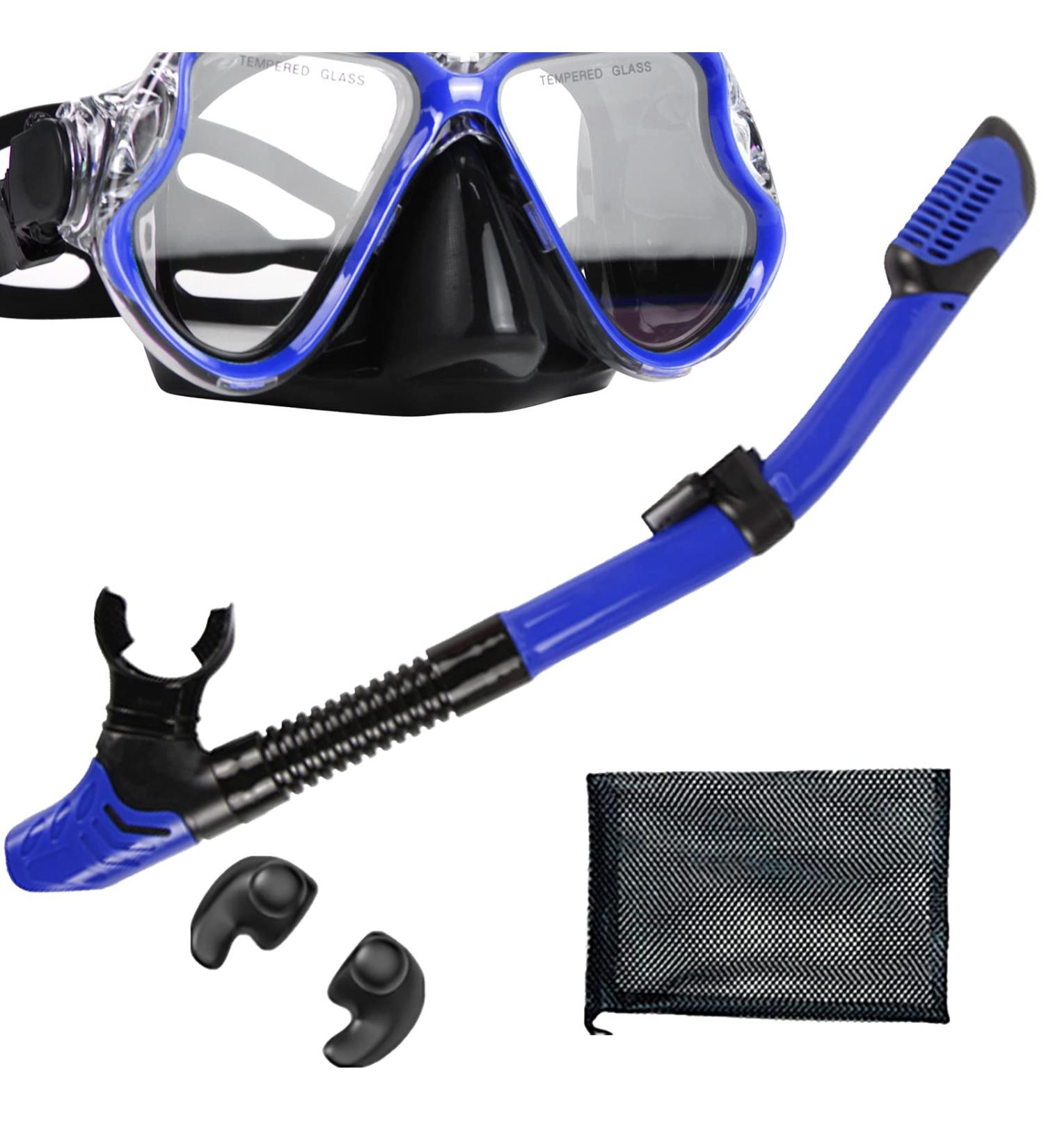 PIYAZI Snorkeling Gear Set for Adults - Anti-Leak, Anti-Fog, Wide View, Blue - Perfect for Scuba Diving, Swimming, and Travel - Buy Online on SooperMarket.com