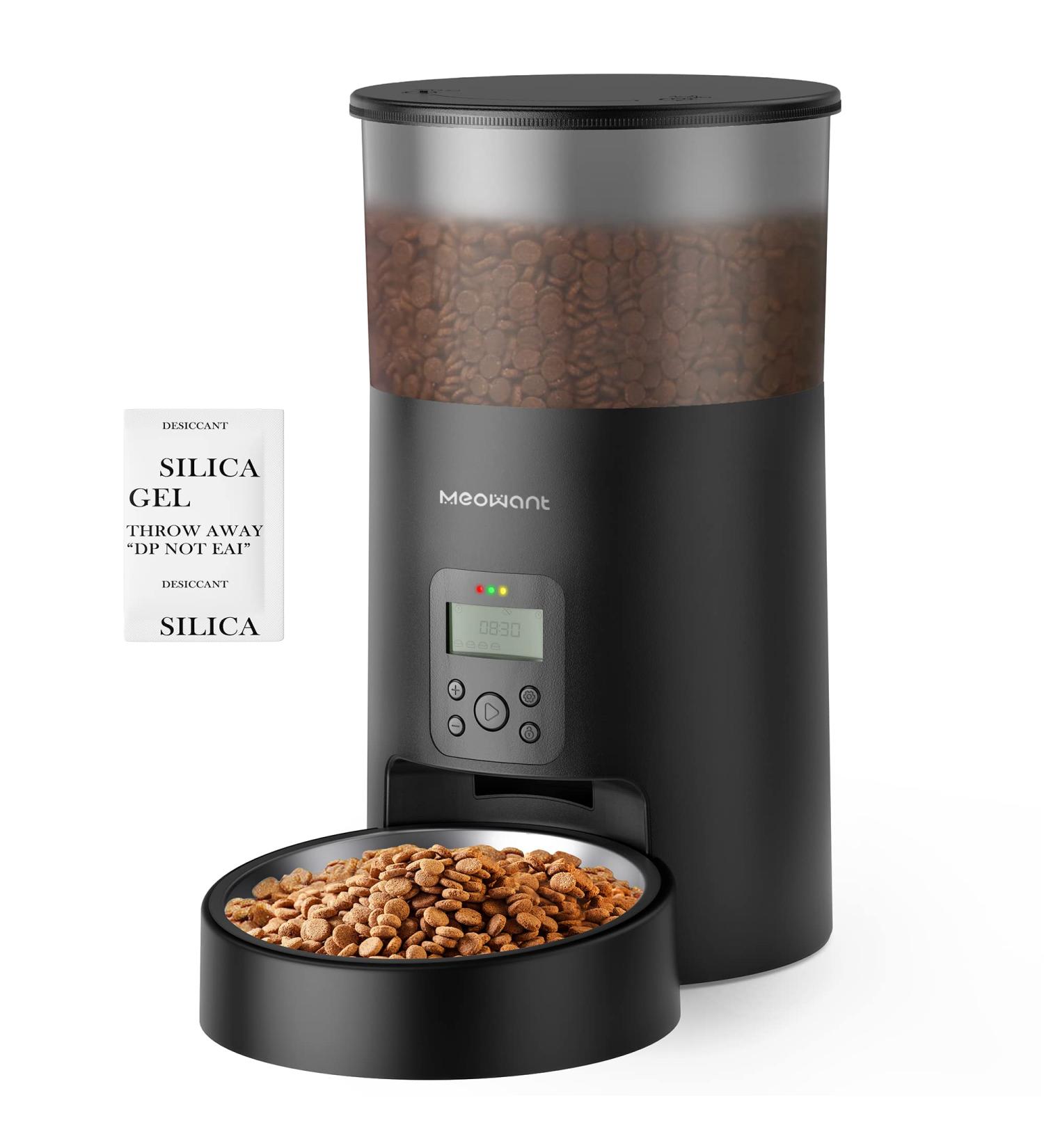 Meowant Automatic Cat Feeder with Desiccant Bag | Timed, Programmable, Portion Control, 4 Meals | Stainless-Steel Bowl, 6L Capacity | Dual Power Supply - Buy Online on SooperMarket.com