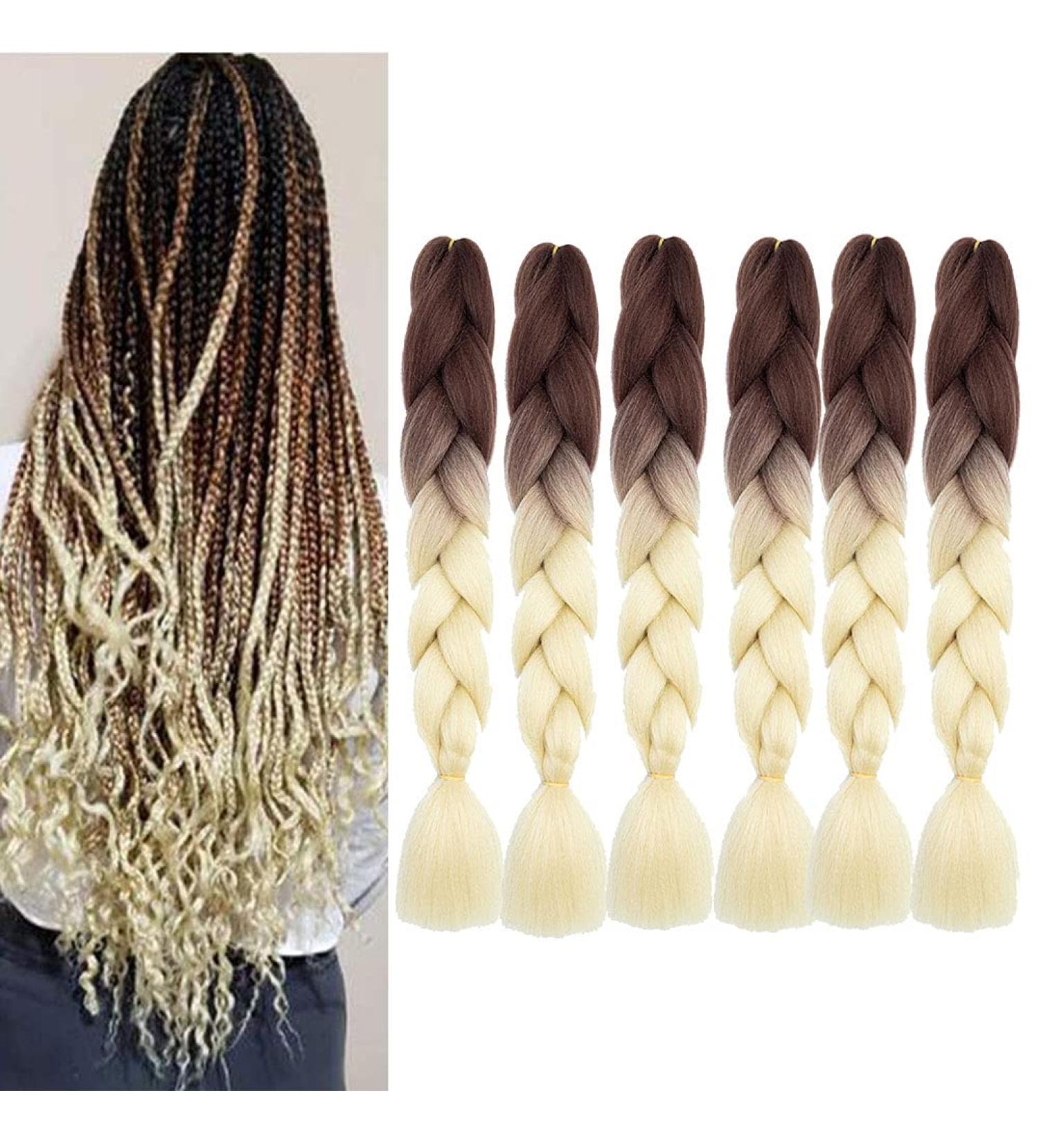 Art Hair 24 Kanecalon Braids Extensions - 6 Pieces Brown Blonde for Box Braids & Twists | International Shipping - Buy Online on SooperMarket.com
