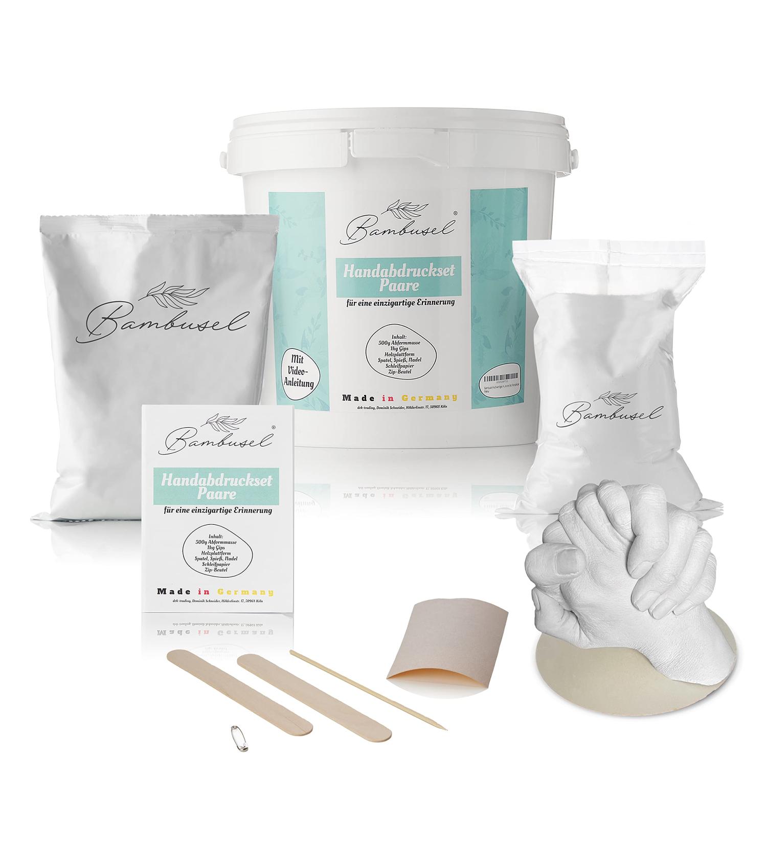 High-Quality Handprint Set - Ideal Partner Gift & Wedding Keepsake | All-in-One Plaster Print Set for Couples Families Children & Babies - Made in Germany - Buy Online on SooperMarket.com