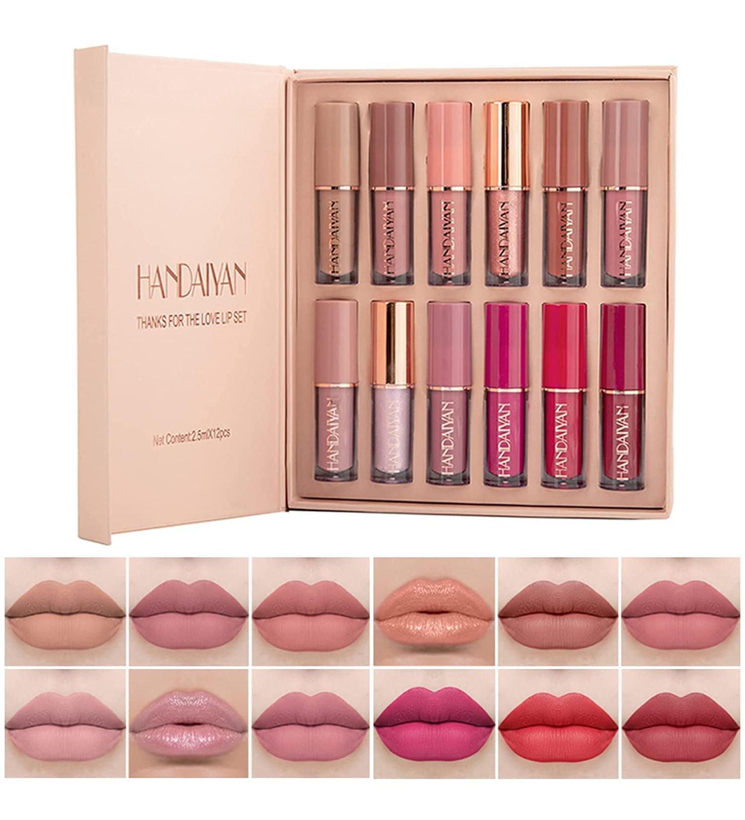Skynest 12 Colors Lipstick Set - Velvety Matte Finish Lip Gloss Moisturizing & Perfect Gift Box for Every Occasion - Buy Online on SooperMarket.com