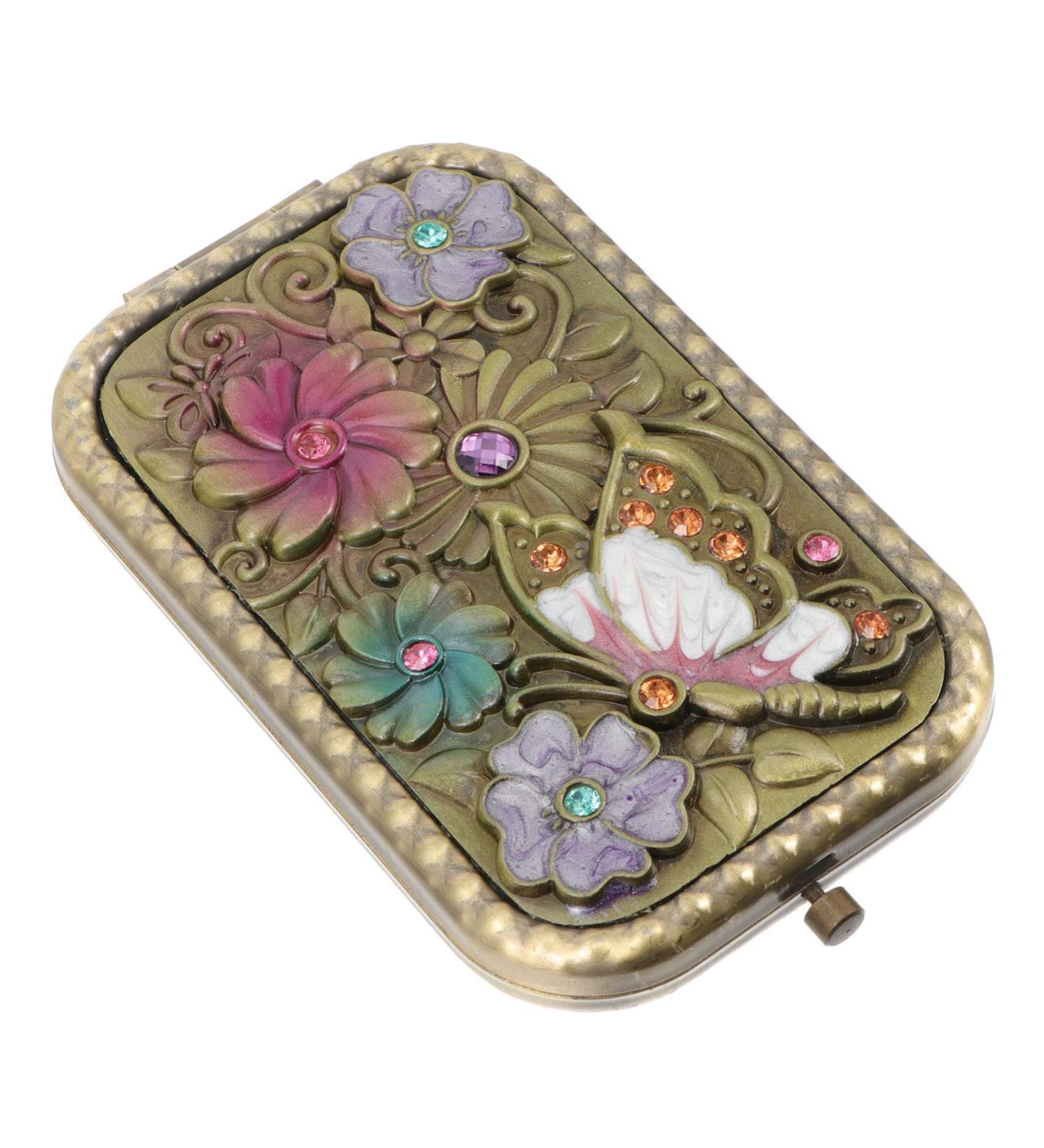 Lurrose Double Sided Vintage Handheld Makeup Mirror - Metal Cosmetic Mirror for Women - Buy Online on SooperMarket.com