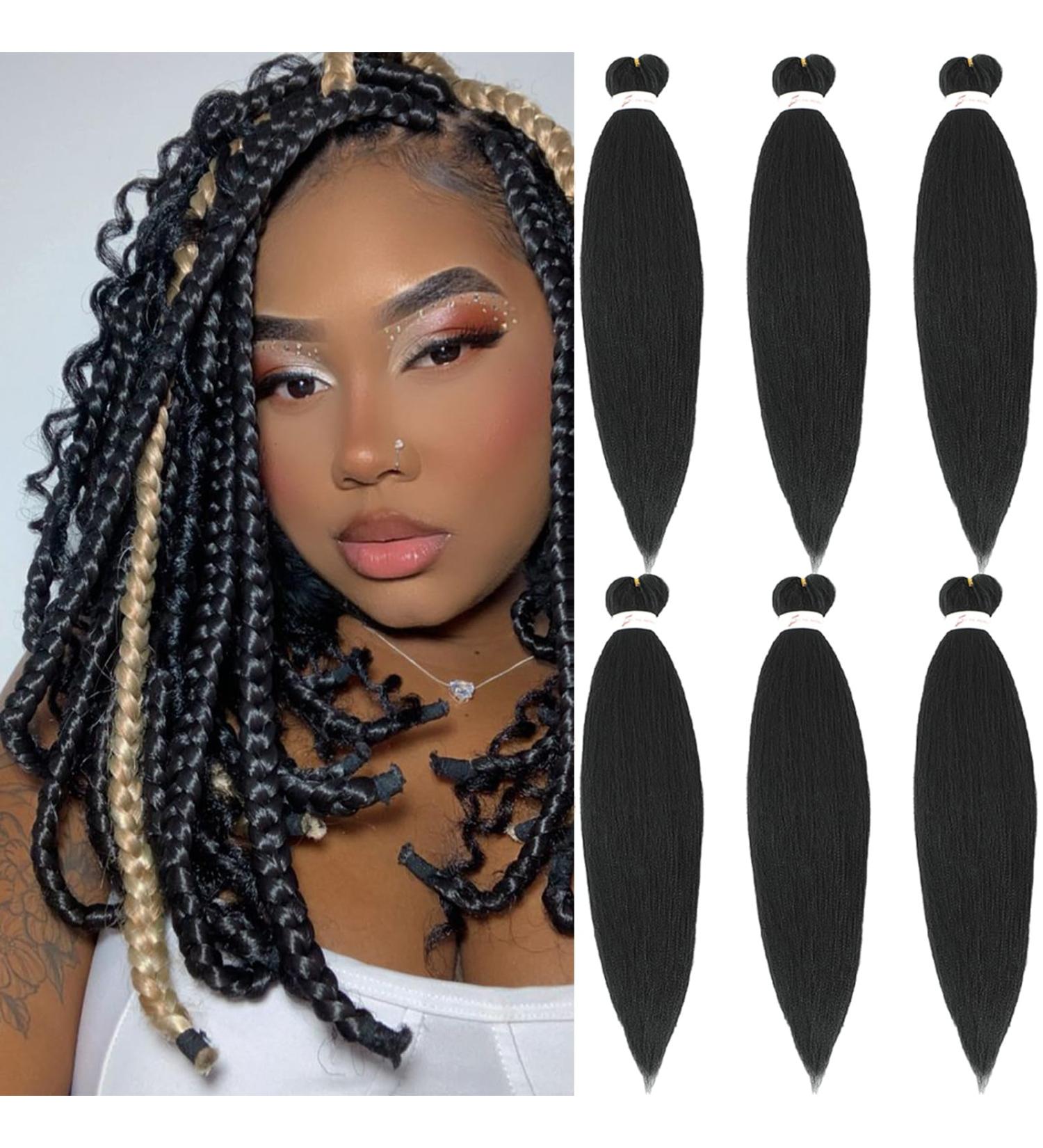 Xusuperb 16 Pre-Stretched Braiding Hair - 1B Black Soft Knotless Yaki-Textured Extensions (6 Pack) for Easy Braids - International Shipping Available - Buy Online on SooperMarket.com