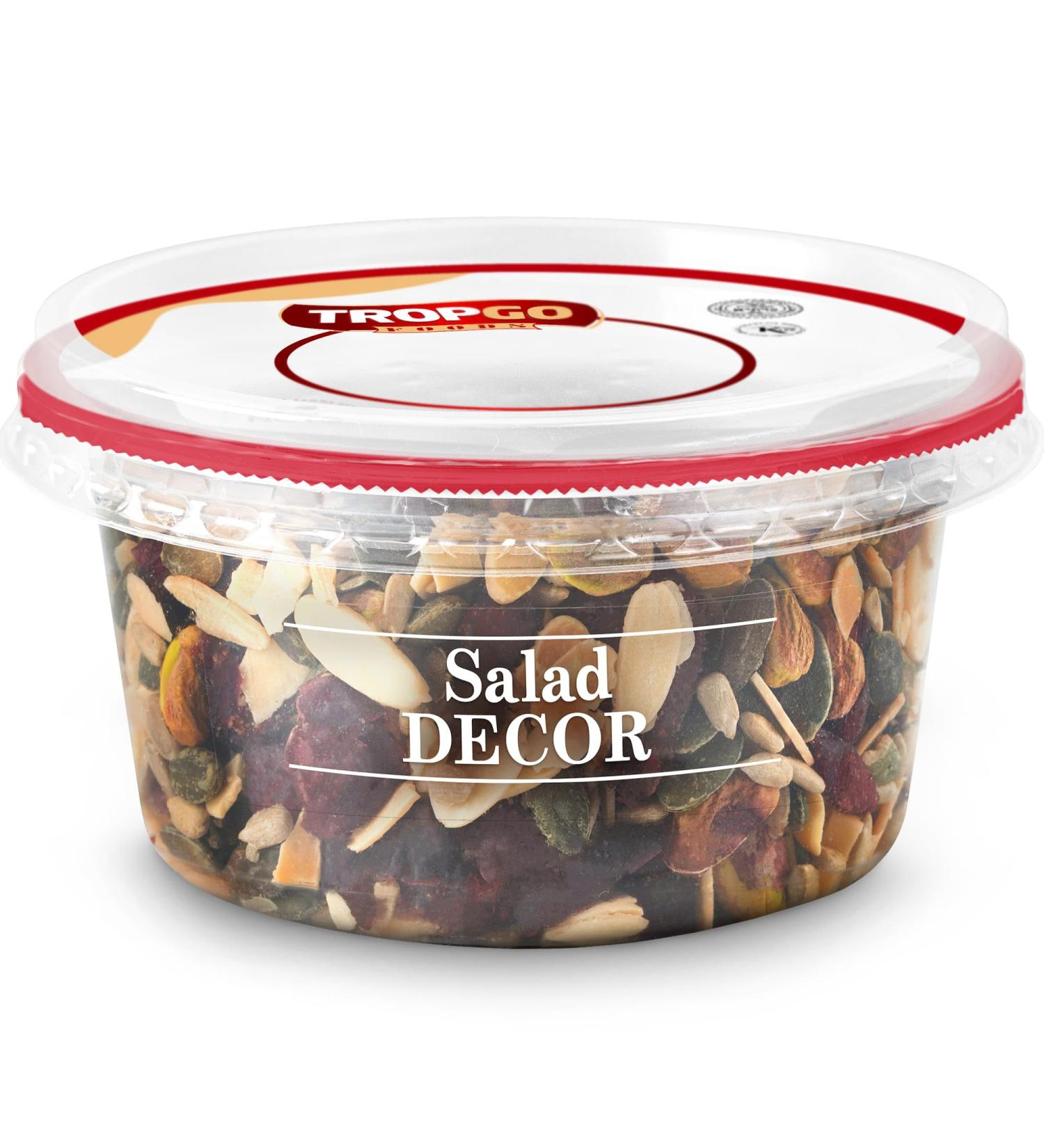 Tropgo Salad Decor - Healthy Salad Mix with Salted Almonds Dried Cranberries and Seeds in a Reusable and Recyclable Tub - Guilt Free Mixed Nuts and Dried Fruits - Salad Topper for all Ages (200G) - Buy Online on SooperMarket.com