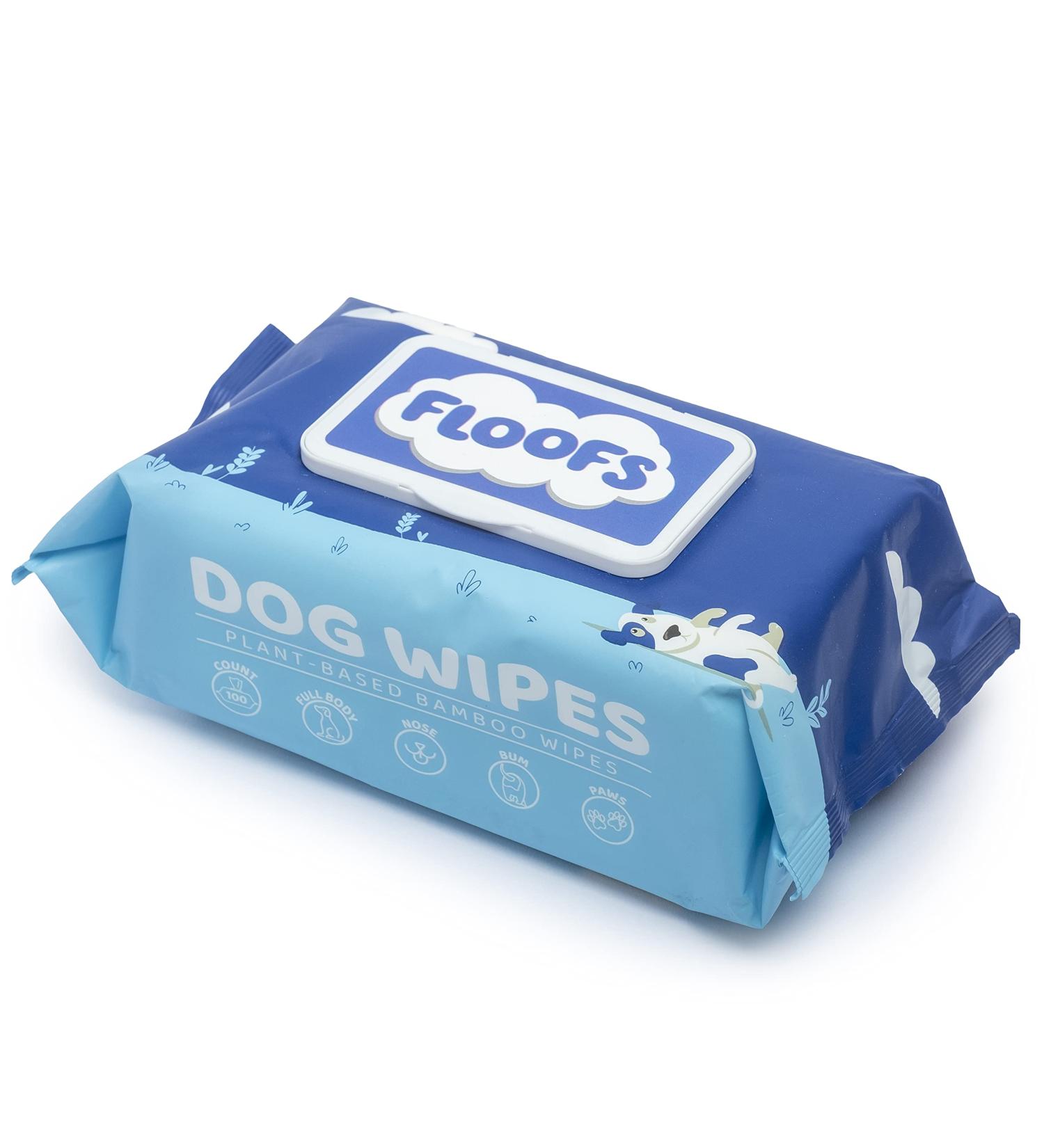 Floofs Wet Wipes for Dogs & Cats | 100 Perfume-Free Antibacterial Hypoallergenic Cleaning Towels | 15x20cm | Ideal Dog Wipes for Sensitive Skin - Buy Online on SooperMarket.com