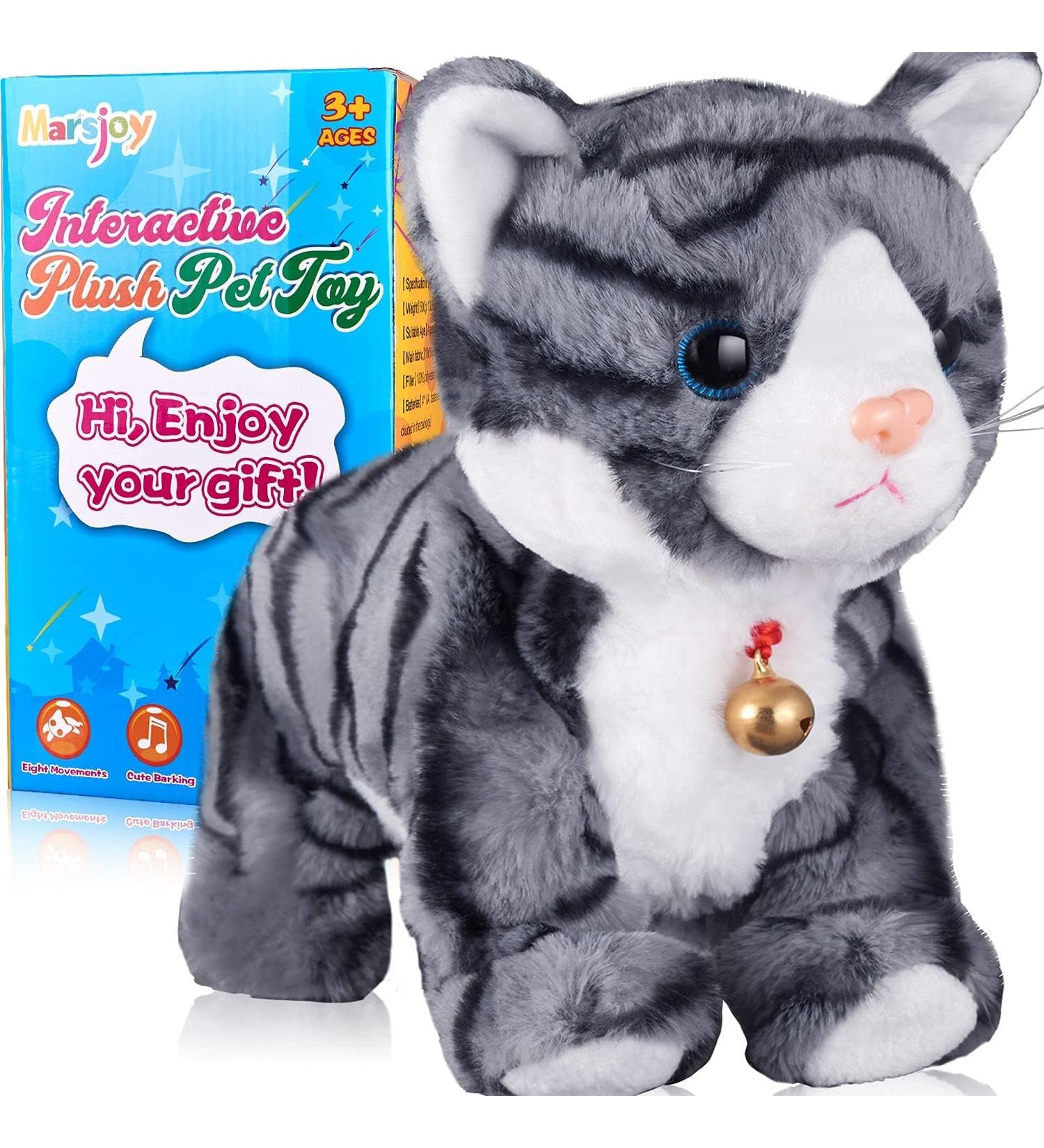 Marsjoy Interactive Robot Cat Plush Toy - Gray Pattern, Electronic Pet for Girls, Kids - 12 inches - Buy Online on SooperMarket.com