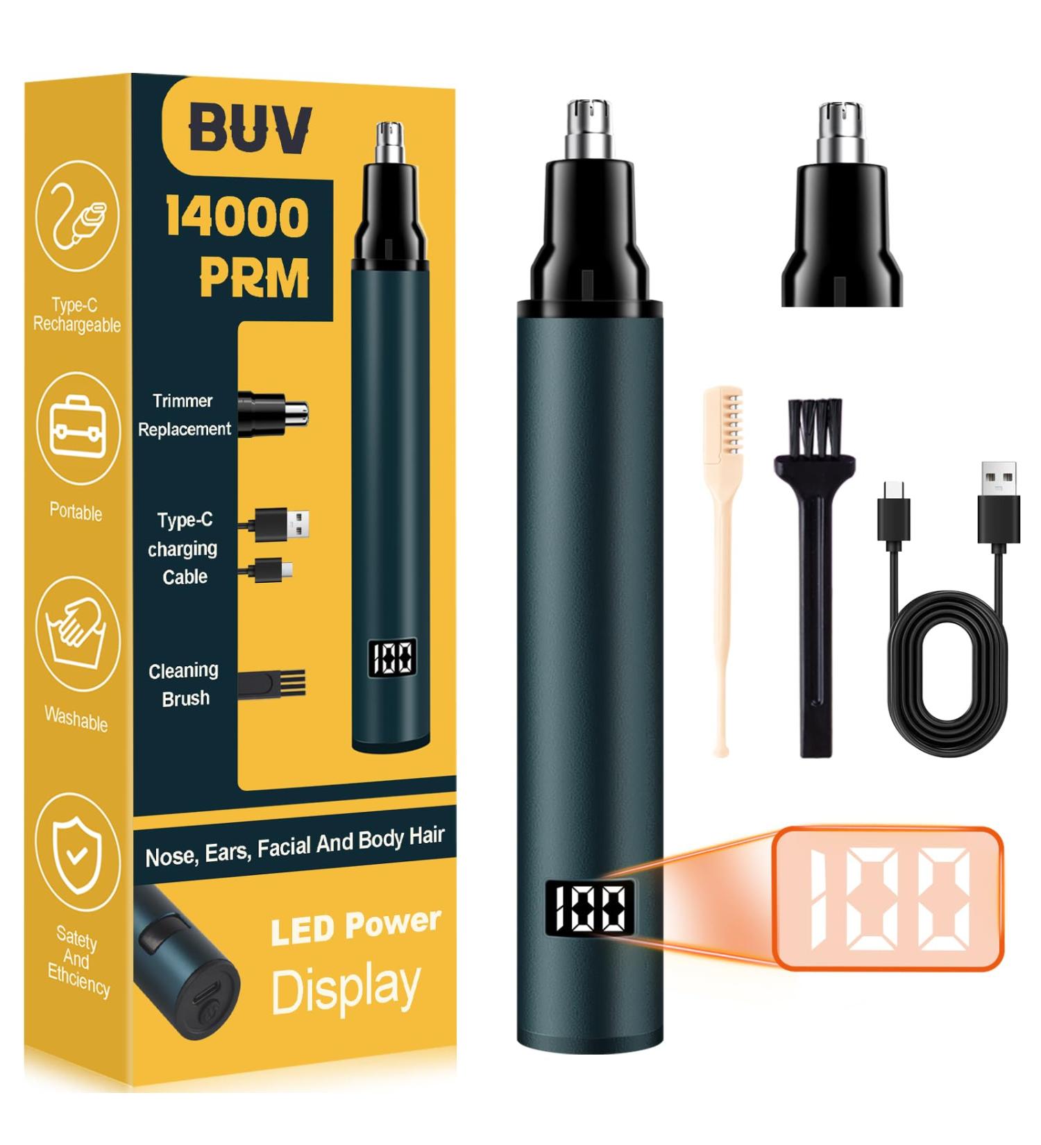 2024 Professional Nose Hair Trimmer for Men & Women - LED Display USB Rechargeable Waterproof Dual Edge Blades - Painless Grooming Tool - Buy Online on SooperMarket.com
