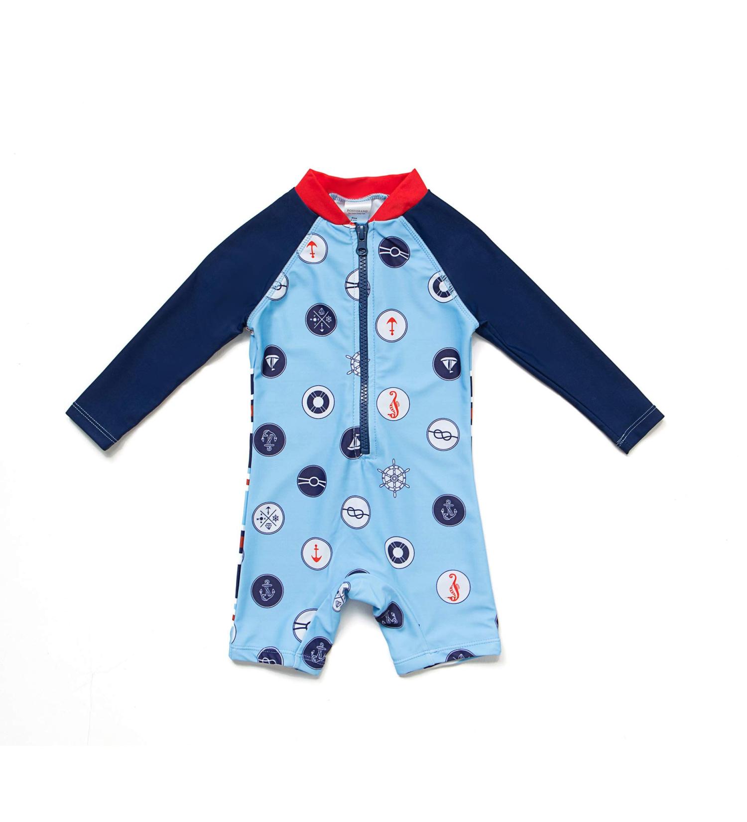BONVERANO Baby Boys Swimsuit UPF 50+ Sun Protection One Piece with Sun Hat - 18 Months Blue - Buy Online on SooperMarket.com