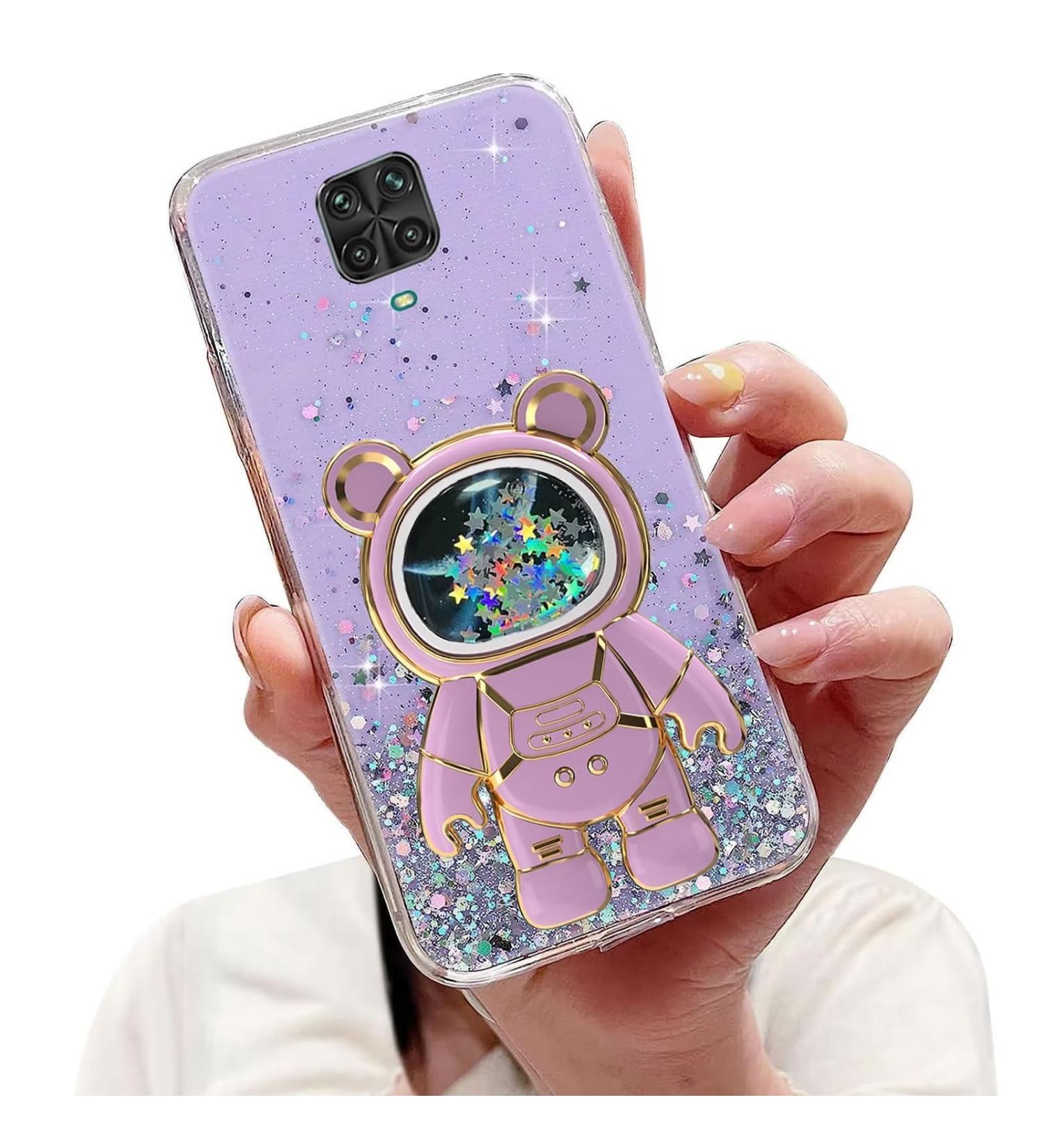 Buy Tivenfezk Nadoli Glitter Astronaut Case for Xiaomi Redmi Note 9 Pro - Soft Silicone Hidden Stand Protective Cover in Purple - Buy Online on SooperMarket.com