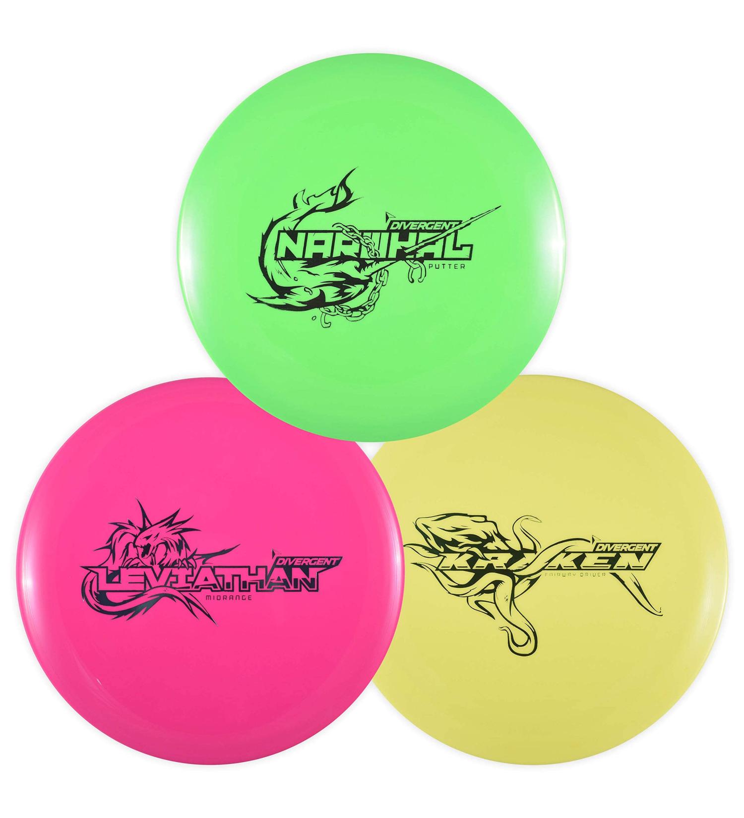 Divergent Discs 3-Disc Beginner Disc Golf Starter Set - Putter, Midrange, Driver Disc - Max Grip Set - Buy Online on SooperMarket.com