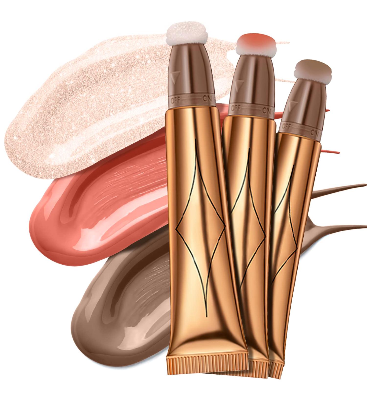 Reddhoon Contour Beauty Wand 3Pcs Set - Liquid Face Contouring Stick, Blusher Stick, Highlighter Stick - Smooth Matte Finish, Lightweight & Blendable Cream Contour Stick with Cushion Applicator - Buy Online on SooperMarket.com