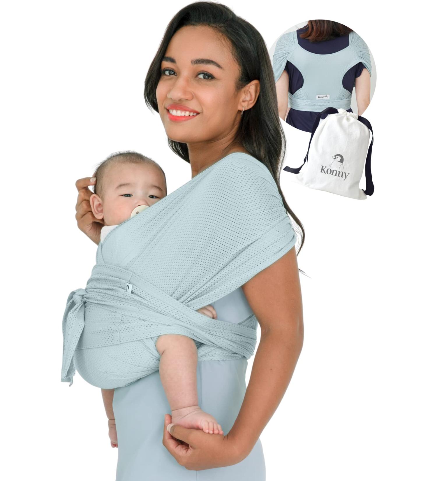 Konny Baby Carrier Original AirMesh - Custom Fit Carrier Hassle-Free Easy to Wear Infant Sling Wrap Perfect for Newborn Babies up to 44 lbs Toddlers (Mint S) S 02AirMesh-Mint - Buy Online on SooperMarket.com