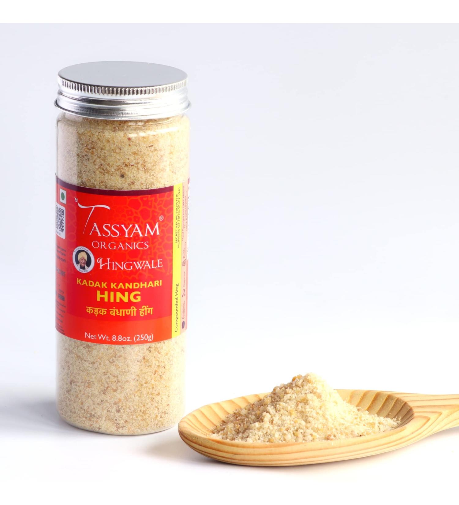 Tassyam Hingwale Asafetida 8.8 oz (250g) - Kadak Kandhari Hing, Hand-Pounded Natural Onion Garlic Substitute - Buy Online on SooperMarket.com