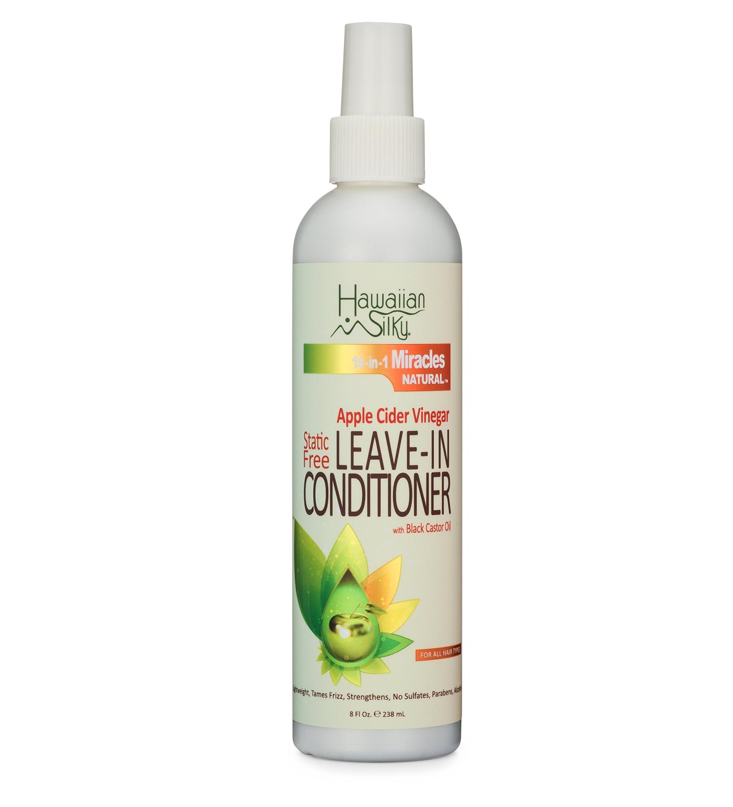 Hawaiian Silky Apple Cider Vinegar Leave-in Conditioner 8 fl oz - Static-Free Hair Care with Black Castor Oil for Growth - Natural Treatment for All Hair Types Including Color-Treated - Buy Online on SooperMarket.com