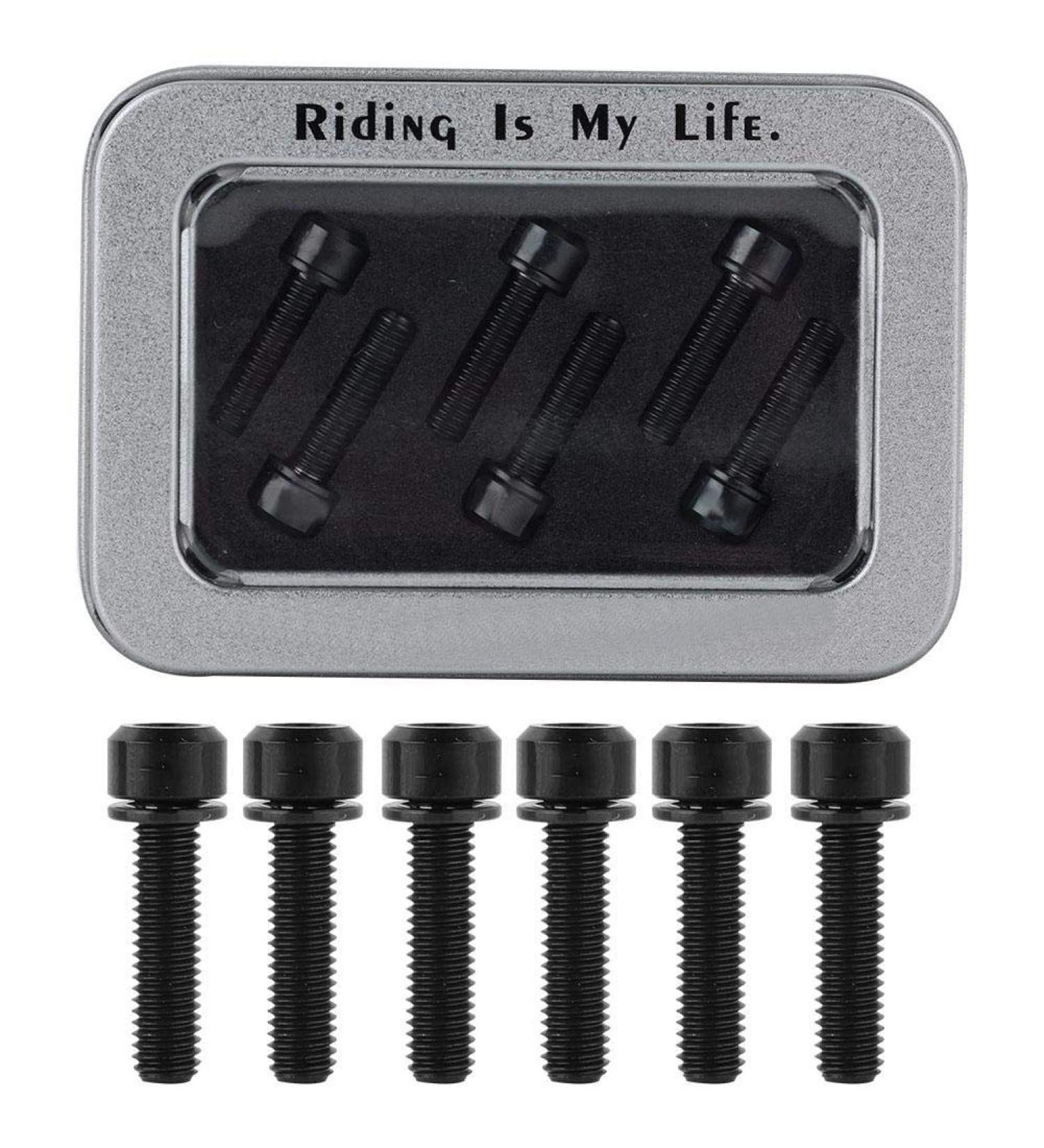6Pcs M5x20mm Titanium Alloy Bike Cycling Bolts with Gasket - Black - Buy Online on SooperMarket.com