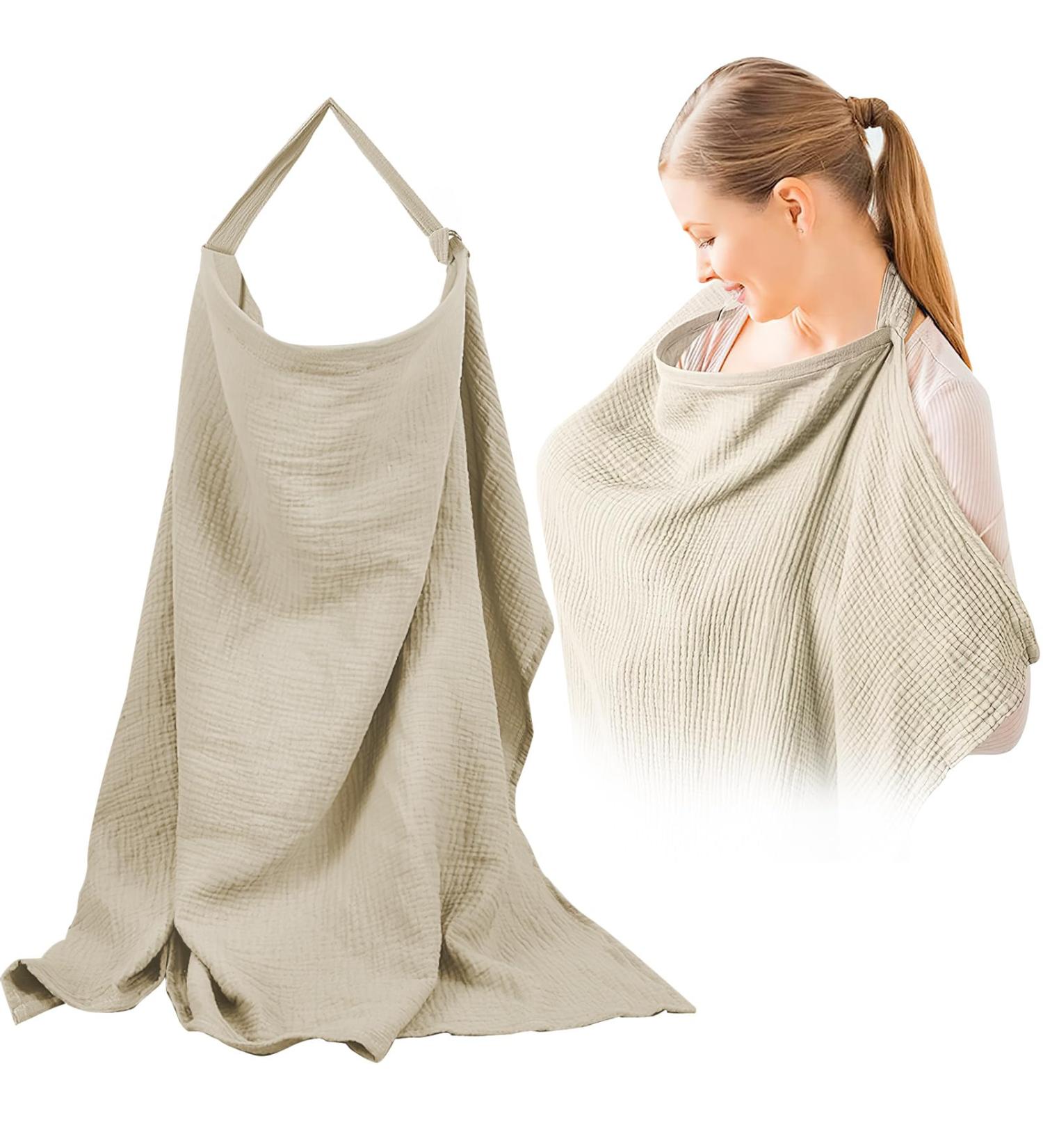 Zoneyan Musselin Still Towel - Soft & Breathable Cotton Breastfeeding Support for Moms & Babies (Khaki) - Perfect for On-the-Go - Buy Online on SooperMarket.com