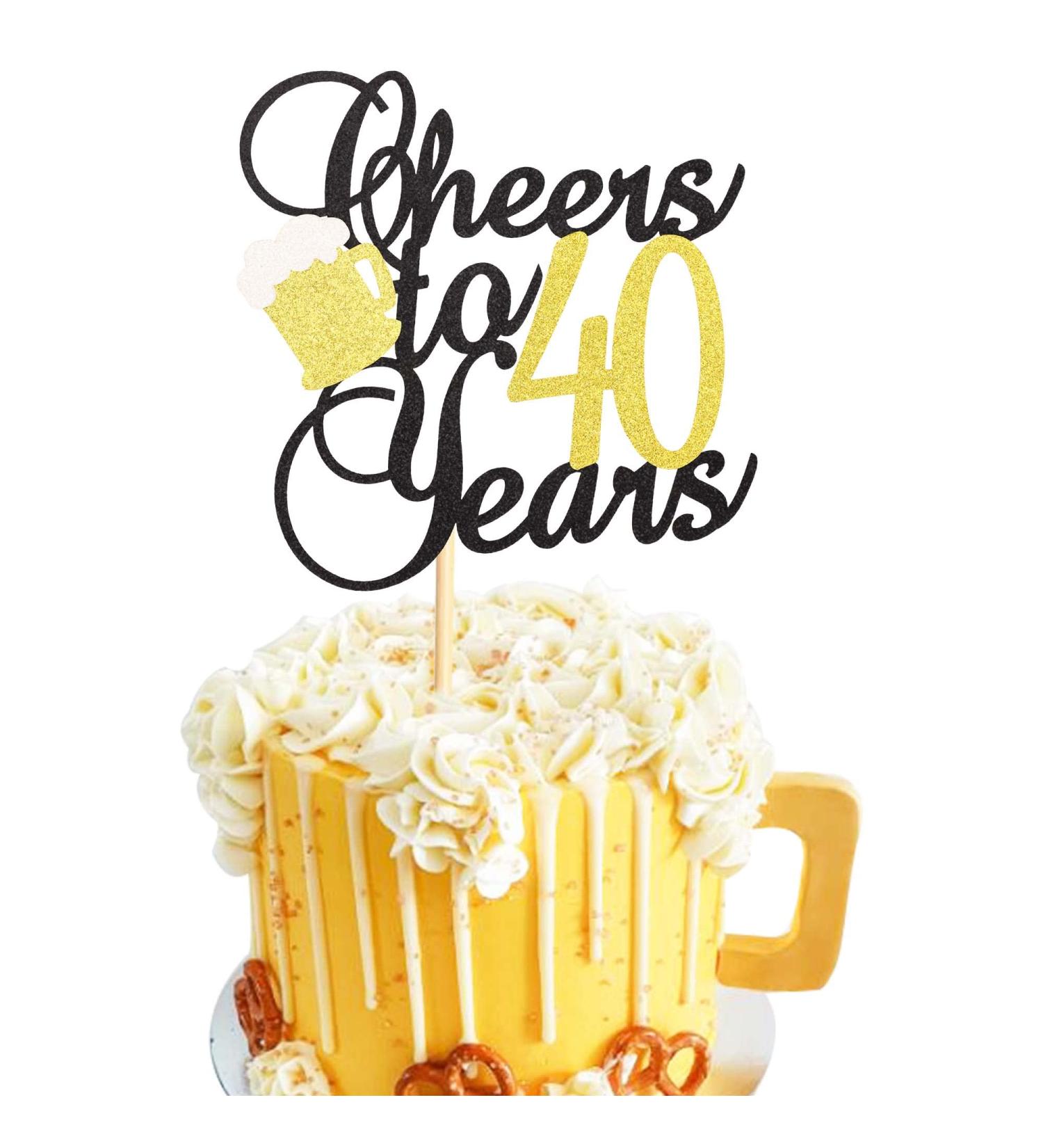 Arthsdite Cheers to 40 Years Cake Topper with Beer 40th Birthday Cake Picks Forty Years Old Birthday Party Decorations Supplies- Black Gold Glitter Black Gold 40 - Buy Online on SooperMarket.com