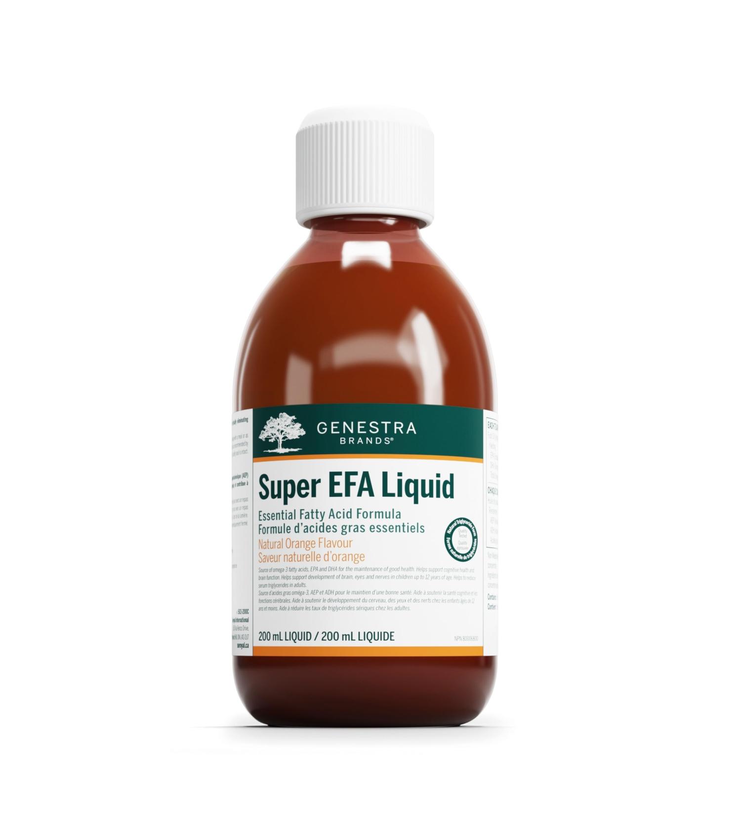 Genestra Brands - Super EFA Liquid - Omega-3 Fatty Acids EPA and DHA for Cardiovascular Brain Eye and Nerve Support* - 200 ml Liquid - Natural Orange Flavour - Buy Online on SooperMarket.com
