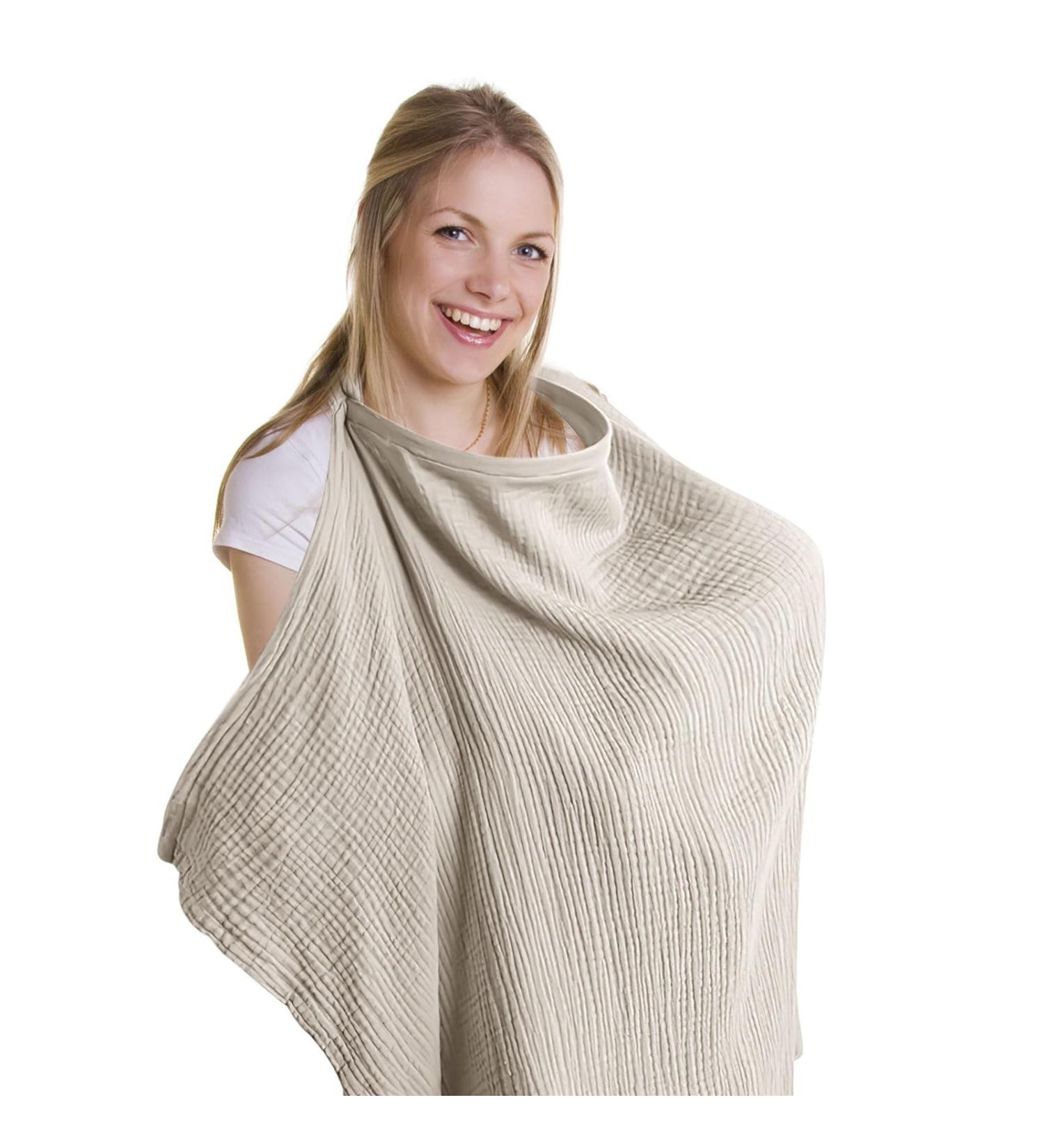 Soft & Breathable Cotton Breastfeeding Cover - Still Towel Snack Apron | Ideal Gift for Moms - Khaki - Buy Online on SooperMarket.com