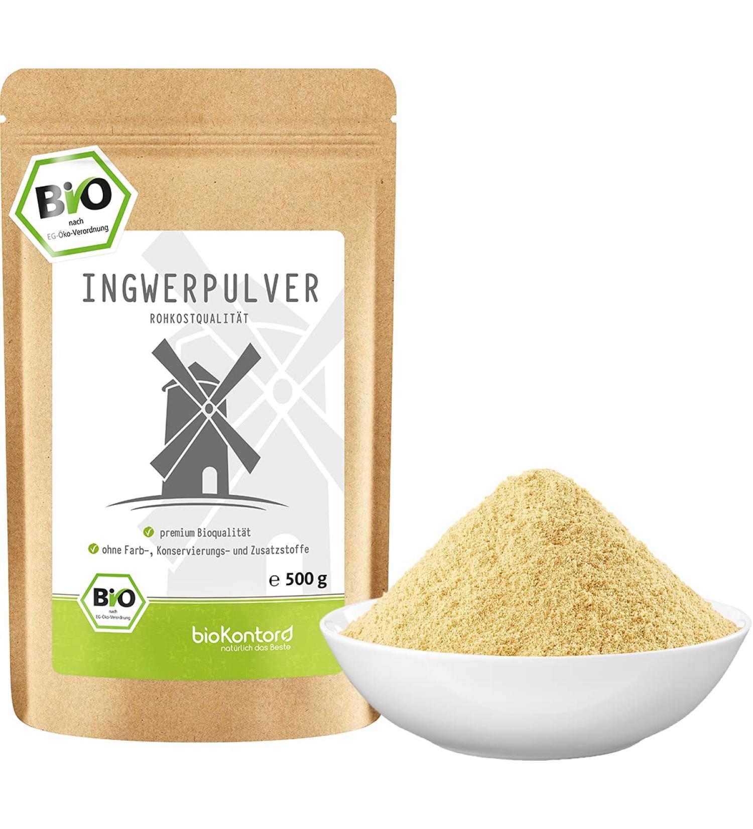 Organic Ground Ginger Powder 500g - 100% Natural & Pure | BioKontor Raw Food Quality - Buy Online on SooperMarket.com