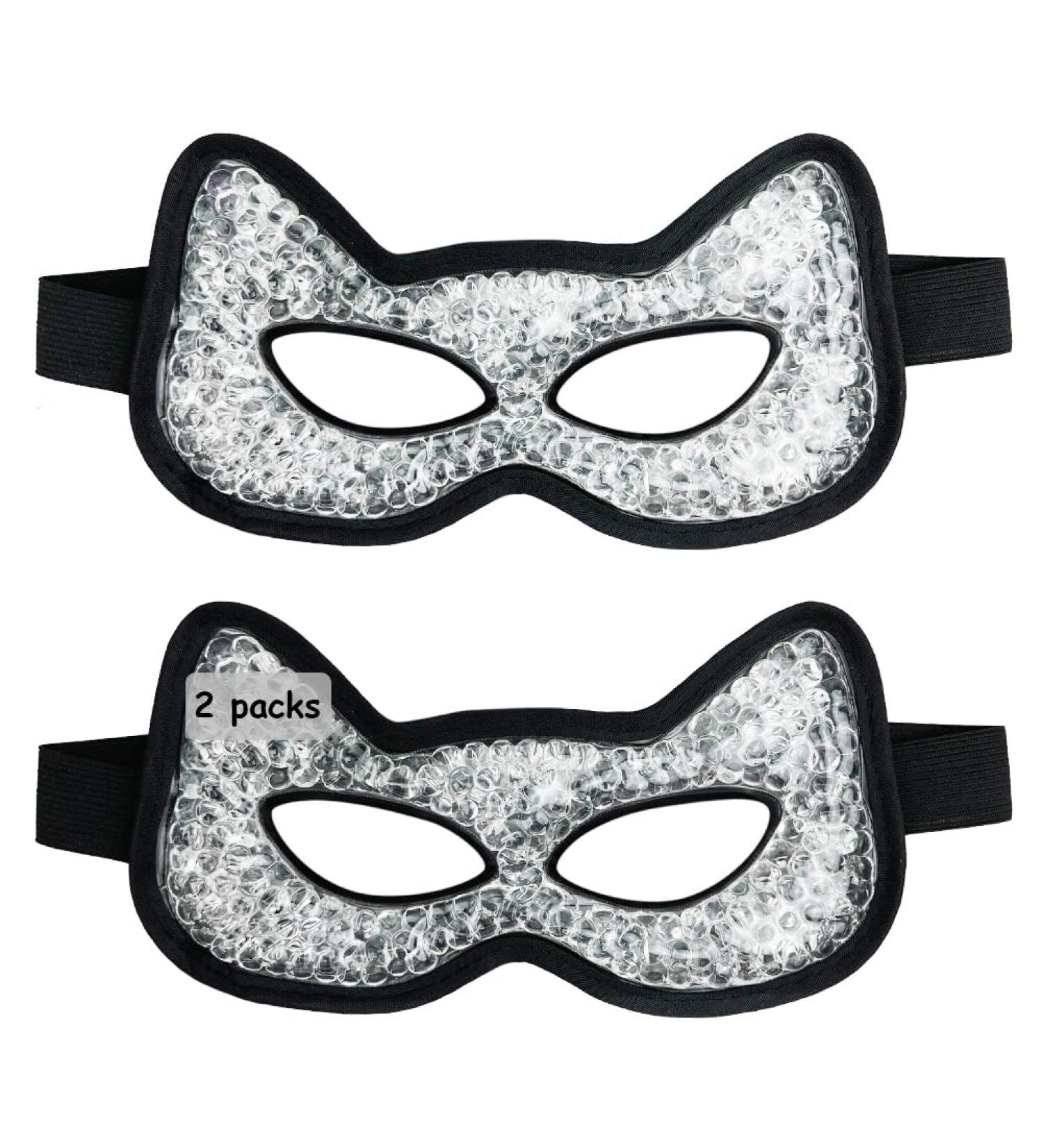 Cooling Eye Mask - Gel Hot Cold Therapy for Puffy Eyes Dry Eyes Headaches Migraines & Dark Circles (2 Pack - Blue & Black - Buy Online on SooperMarket.com
