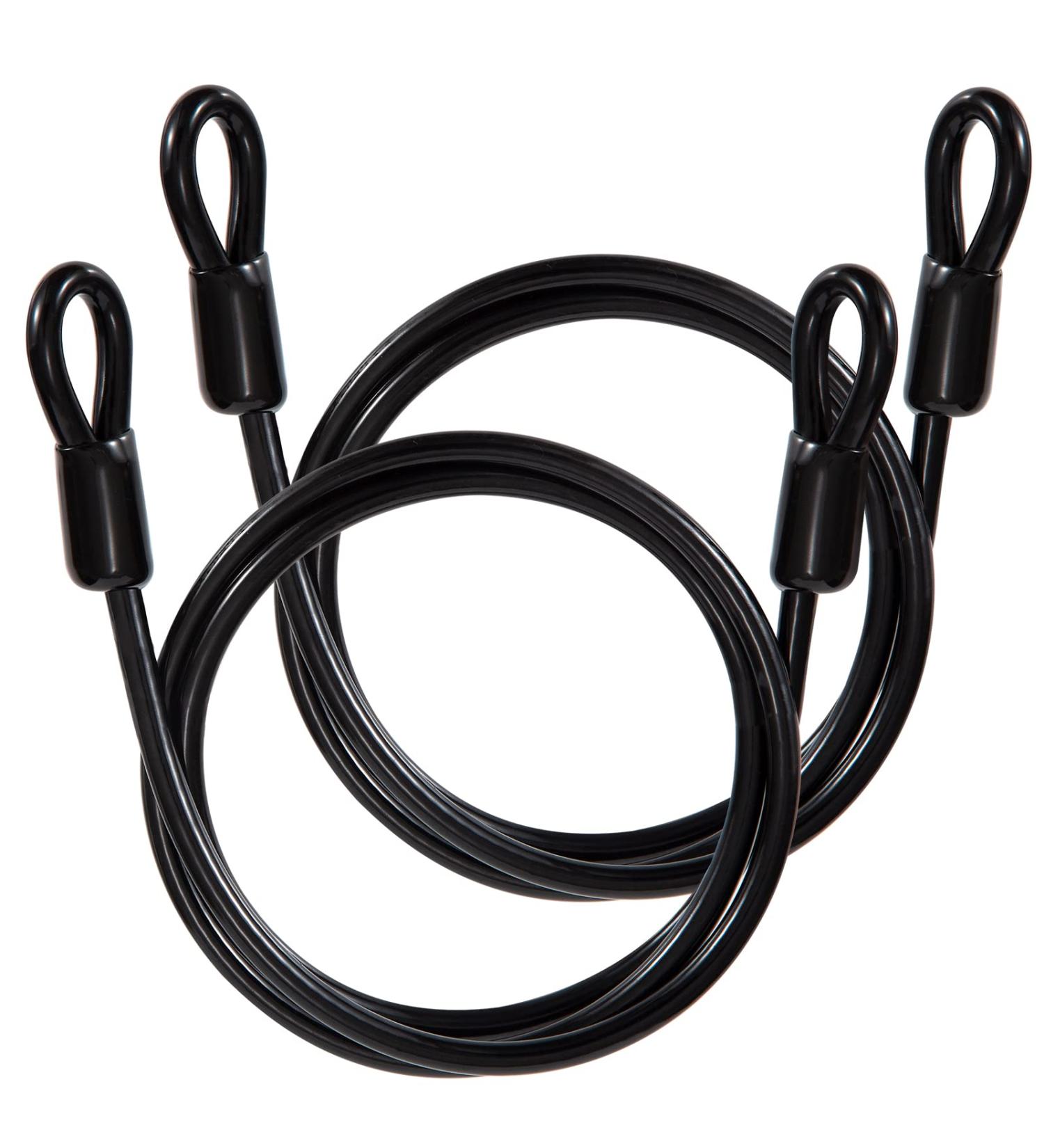 Buy Slope Cable Steel Cable with Eyelet - 1m Long 6mm Thick Black - 2 Pieces for Bicycle Trailer Security - Buy Online on SooperMarket.com
