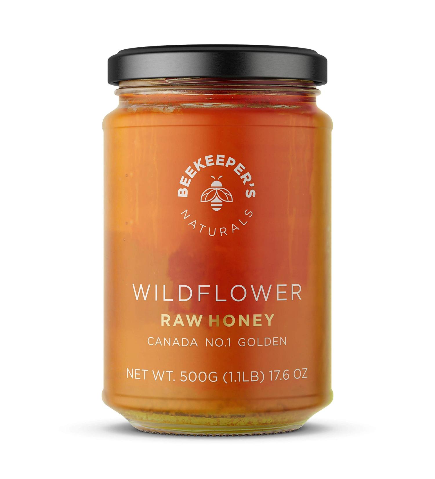 Beekeeper's Naturals Raw Wildflower Honey 17.6 oz (500g) - Natural Sweetener & Superfood - Buy Online on SooperMarket.com