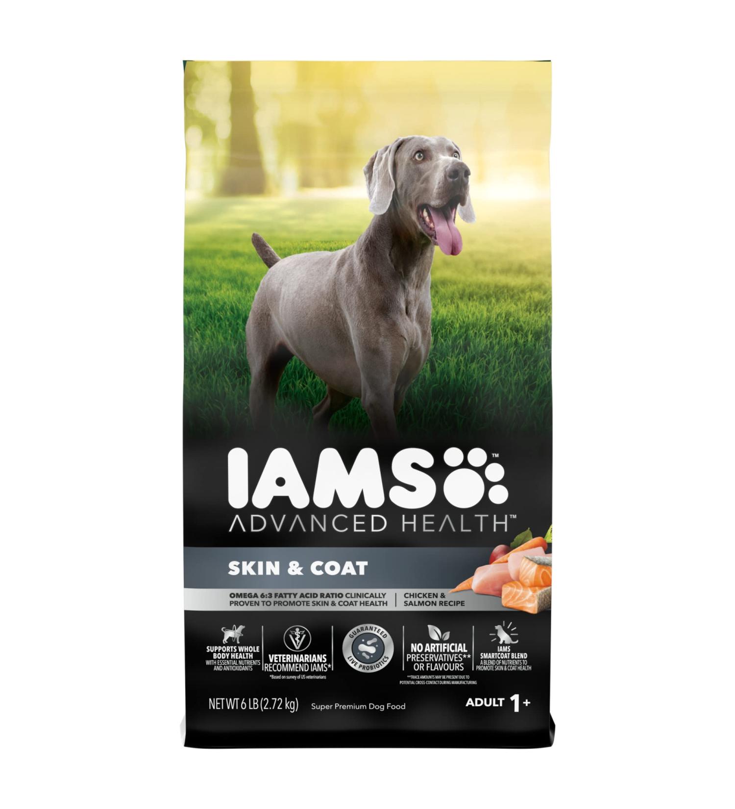 IAMS ADVANCED HEALTH Dog Food Dry SKIN & COAT Adult Chicken & Salmon Recipe 2.72kg Bag 2.72 kg (Pack of 1) - Buy Online on SooperMarket.com