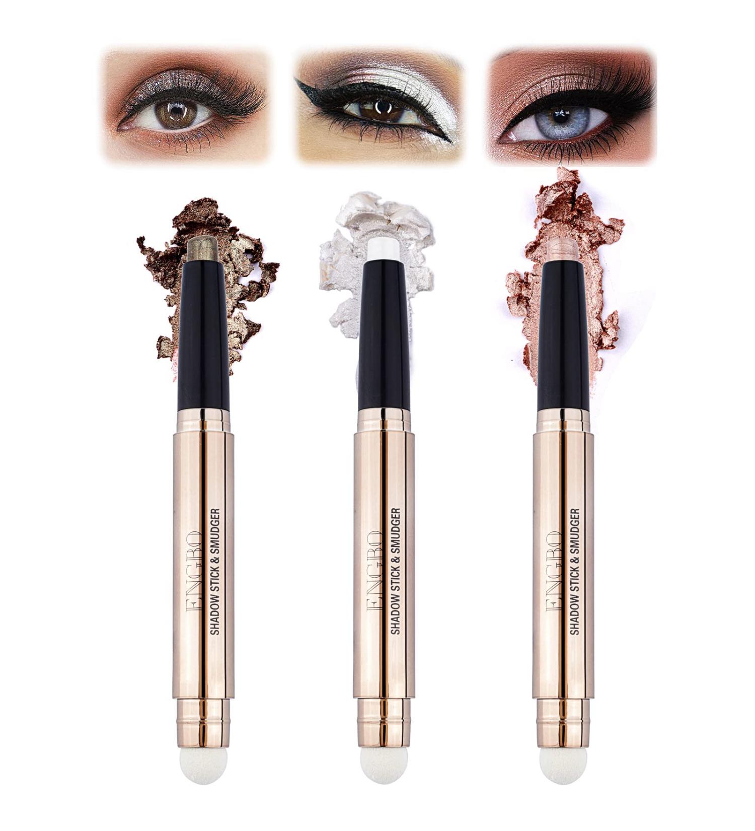 Miioto Eyeshadow Stick Set - 3 PCs Cream Makeup Pens Waterproof Eye Brightener & Smoky Eyeshadow Crayon with Brush - Buy Online on SooperMarket.com