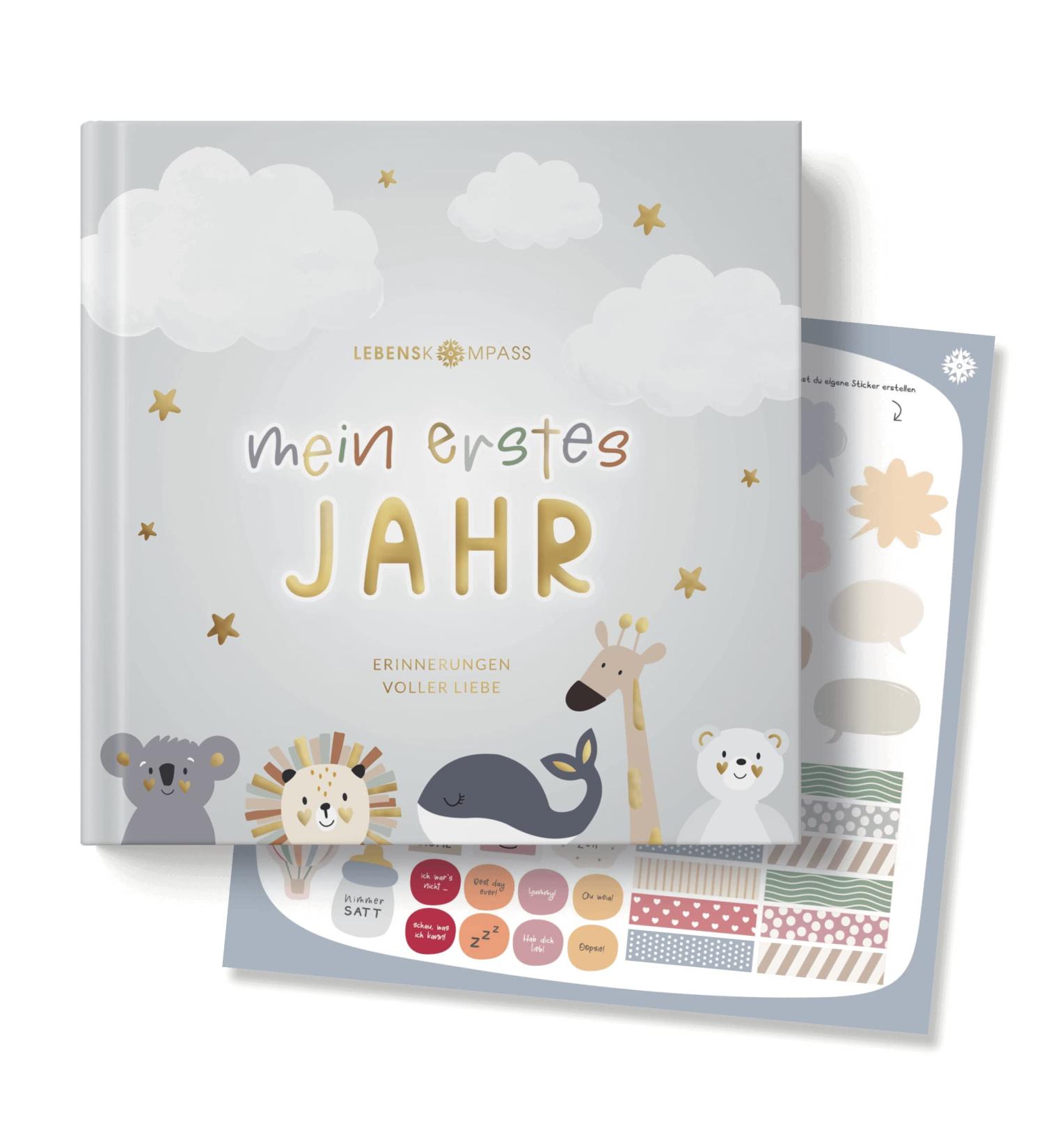 Life Compass Baby Album | My First Year Air - 75+ Stickers & Saying Cards | Perfect Baby Diary & Memory Book for Girls & Boys - Buy Online on SooperMarket.com