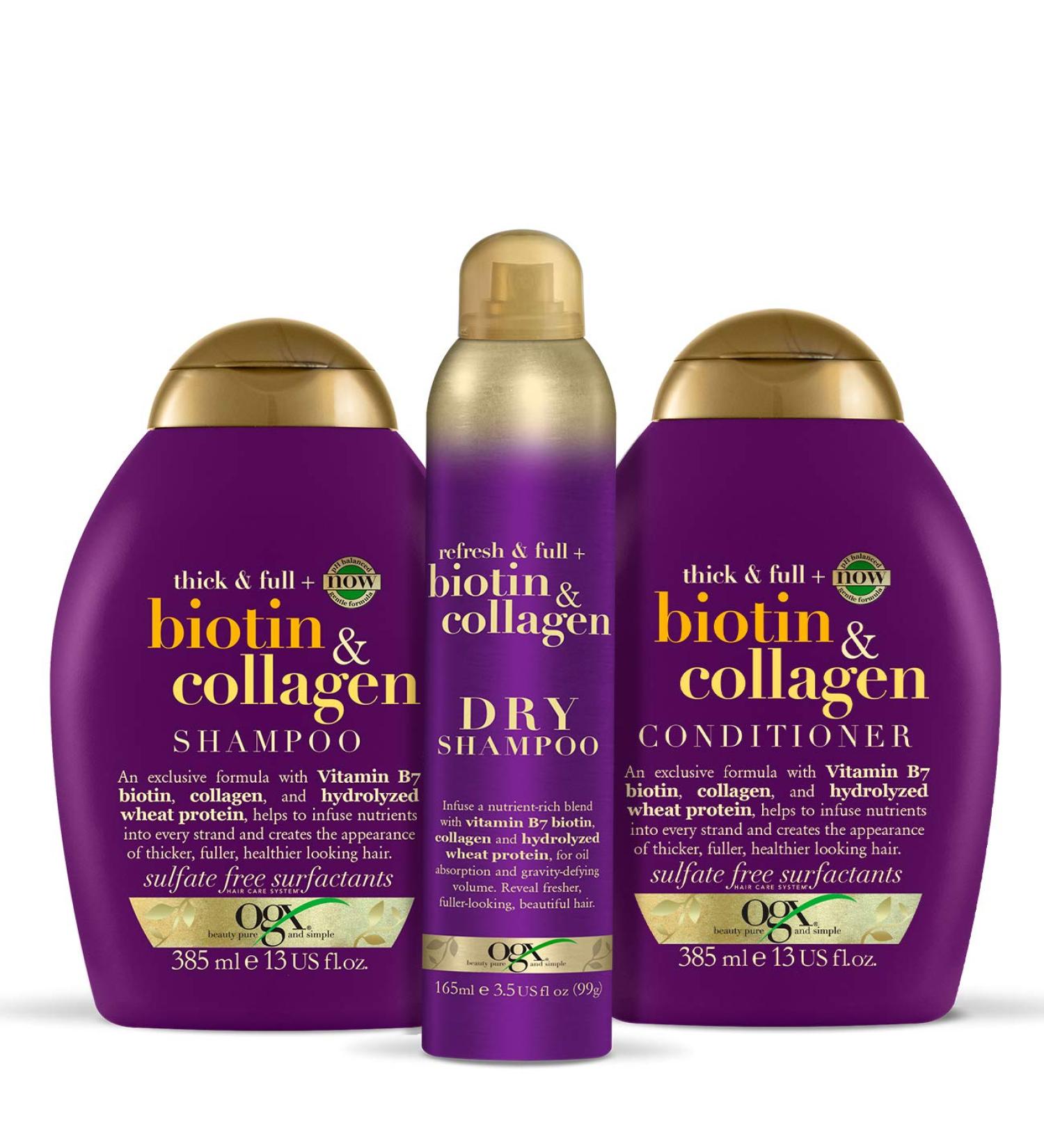 OGX Biotin & Collagen Shampoo Conditioner & Dry Shampoo Set - Nourishing Hair Care Bundle for Volume & Thickness | Shop Internationally - Buy Online on SooperMarket.com