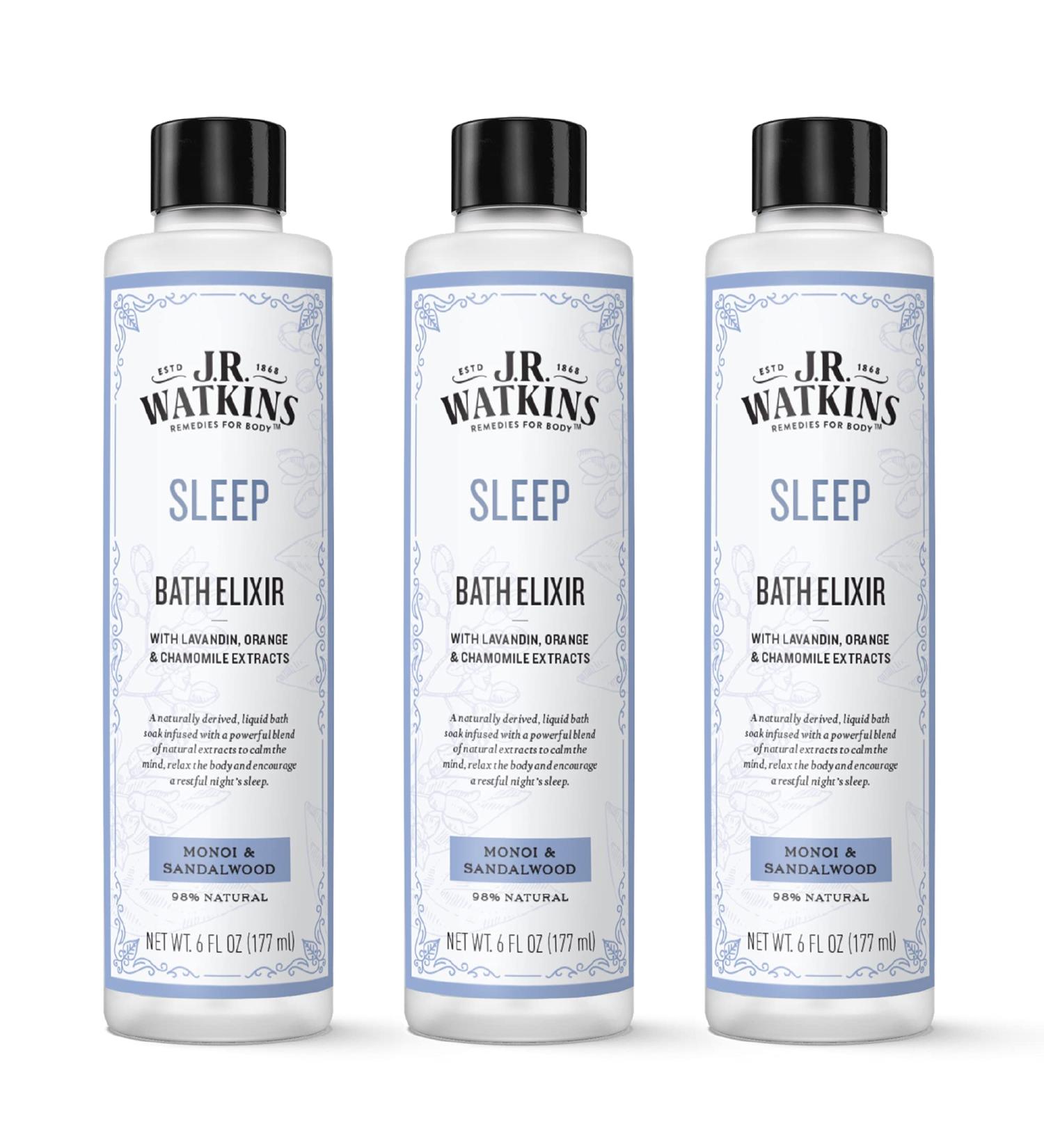 J.R. Watkins Monoi & Sandalwood Sleep Bath Elixir 6 oz - Pack of 3 | Natural Extracts, No Salt, No Residue - Buy Online on SooperMarket.com
