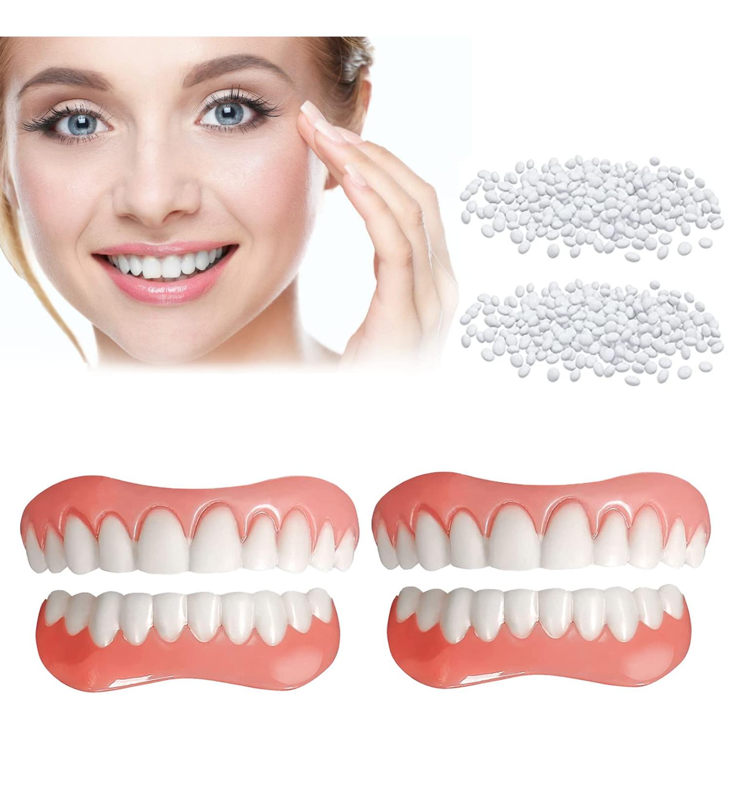 4 PCS Temporary Dental Veneers for Men and Women - Bright White W02 | Protect Your Teeth and Regain Confidence with Veneers Dentures Socket - Buy Online on SooperMarket.com