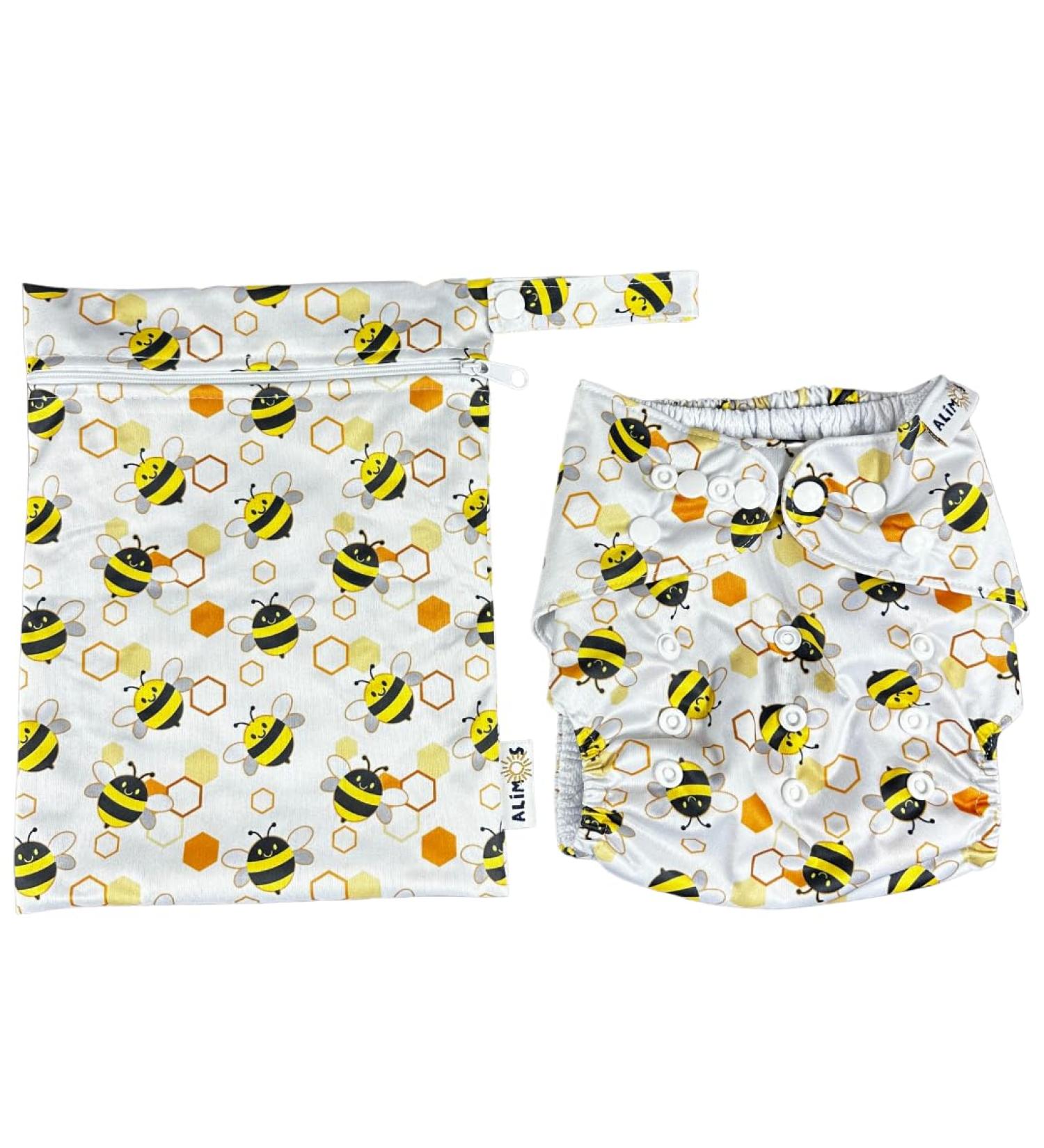 Alimos Swim Nappy & Waterproof Bag | Washable & Reusable for Happy Baby | UK Brand Bee | 0-3 Years - Buy Online on SooperMarket.com