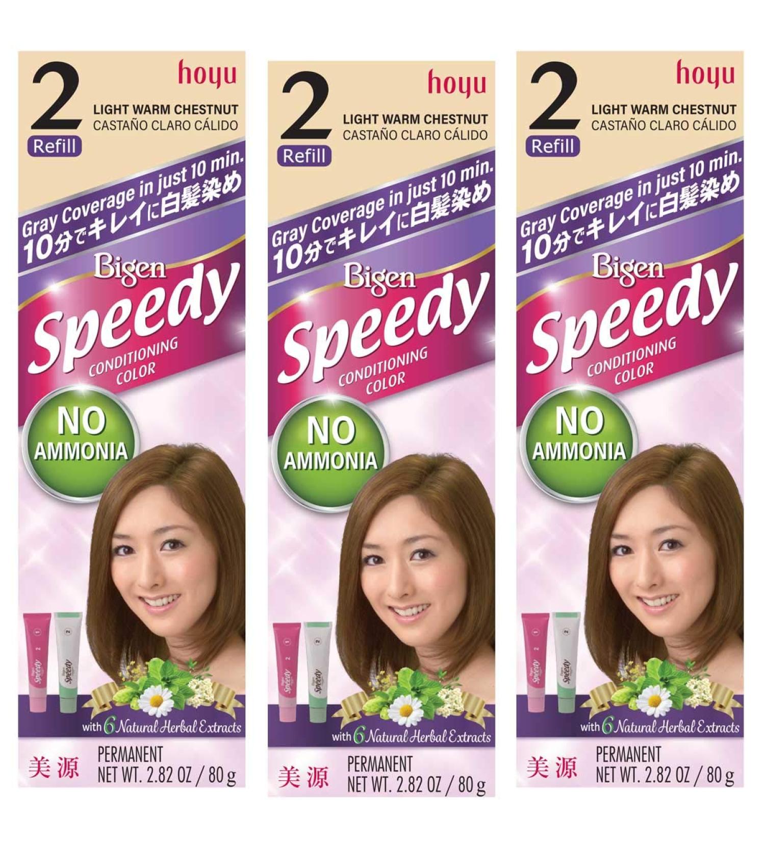 Bigen Speedy Conditioning Color Refill: 2 Light Warm Chestnut - 3 Pack No. 2 Light Warm Chestnut