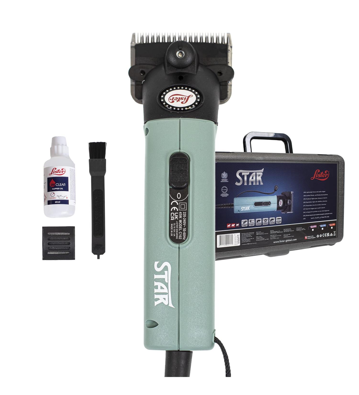 Lister Star Horse Clipper - Green Professional Animal Clipper Clippers for Horses & Cattle Farm Supplies Lightweight Low Vibration Corded 5m Cable Medium Duty Clipping 240 Volts Green with Hard Case - Buy Online on SooperMarket.com