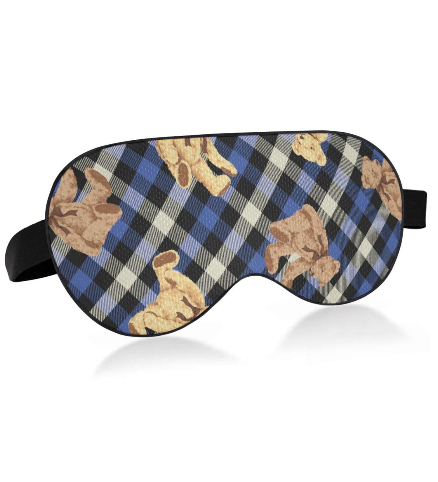 Haskirky Light Blocking Eye Mask for Men and Women - Breathable & Adjustable for Travel, Yoga, Meditation - Deep Sleep Mask - Navy Plaid - Buy Online on SooperMarket.com
