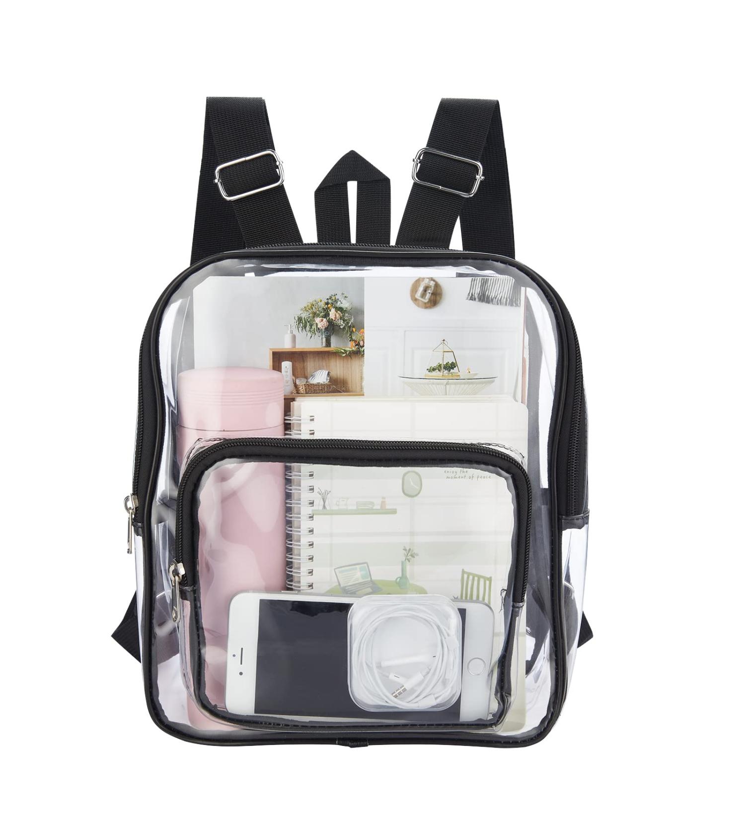Cute Clear Mini Backpack - Stadium Approved Waterproof Lightweight Bag for Travel, Work, Concerts & Events (Black) - Buy Online on SooperMarket.com