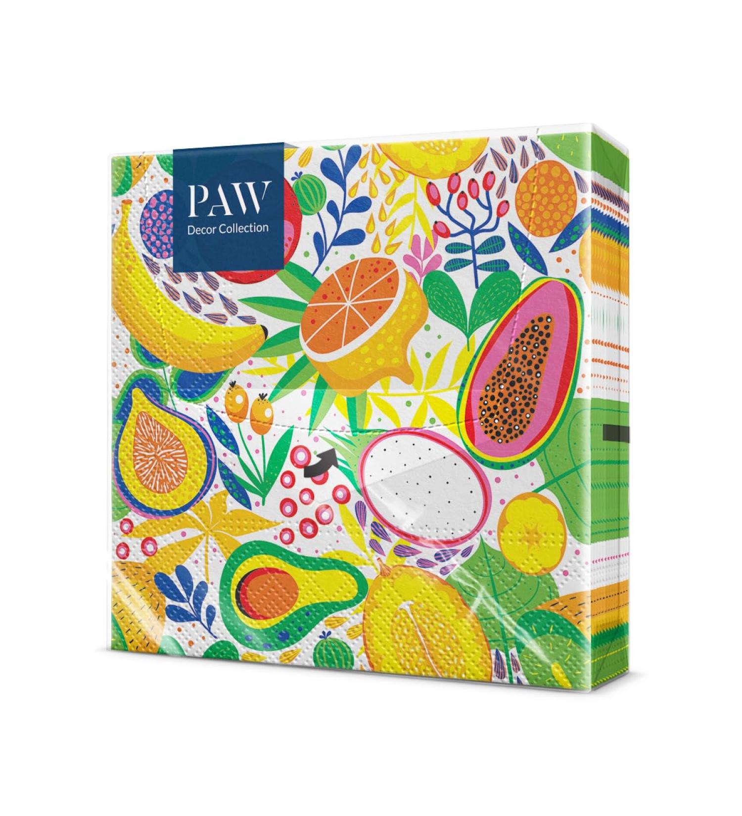 PAW 3-Layer Colorful Tropical Fruits Napkins - 20 Pieces | Perfect for Birthdays Weddings & Parties | 33x33 cm Paper Napkins - Buy Online on SooperMarket.com