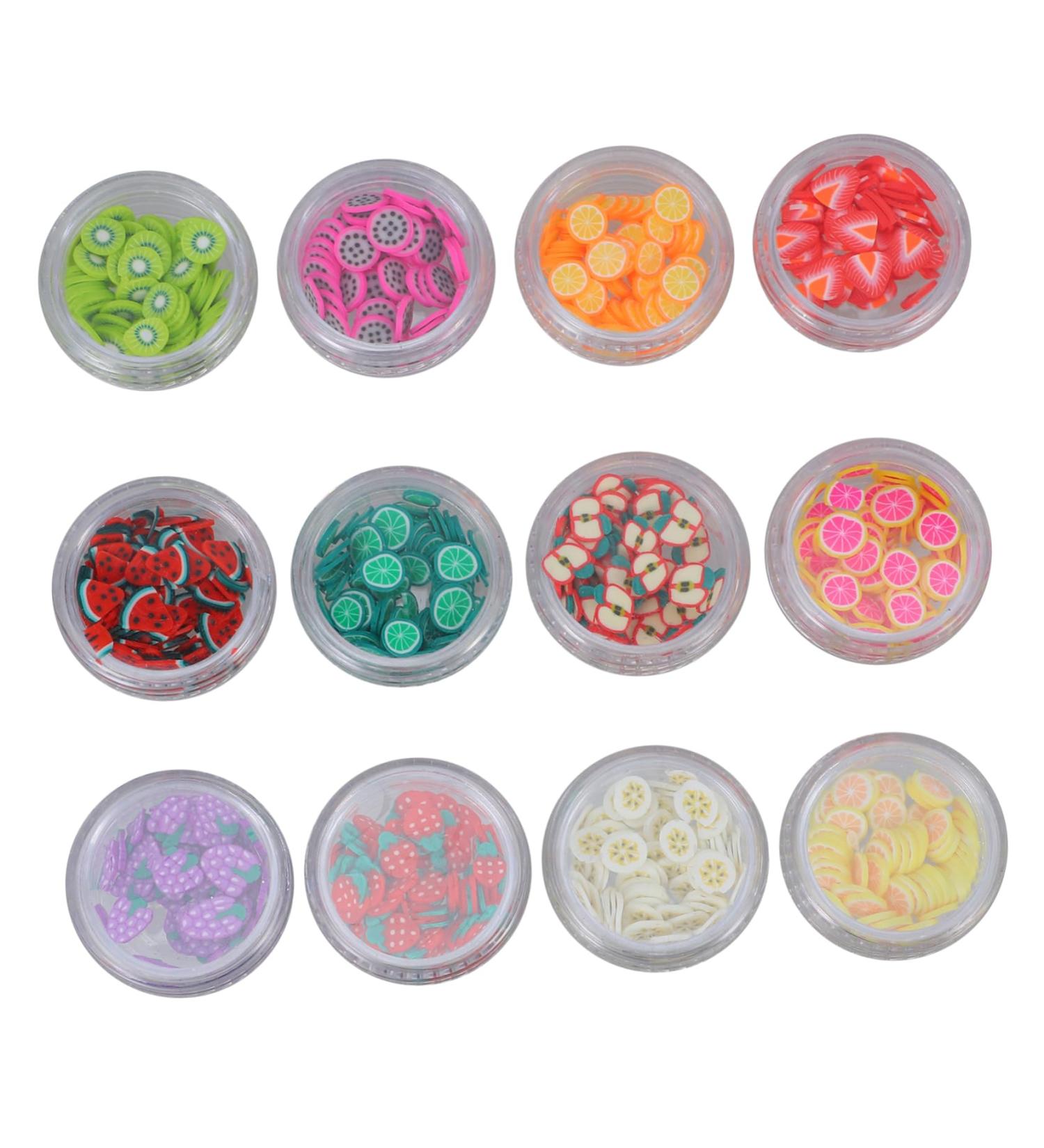 PLAFOPE 12 Boxes Polymer Clay Manicure Color Stickers Blush Decor Vase Filler Bead Nail Art Decoration 3d Stickers Colored Clay Fruit Slice Embellishments Fruit Slice Nail Sticker - Buy Online on SooperMarket.com