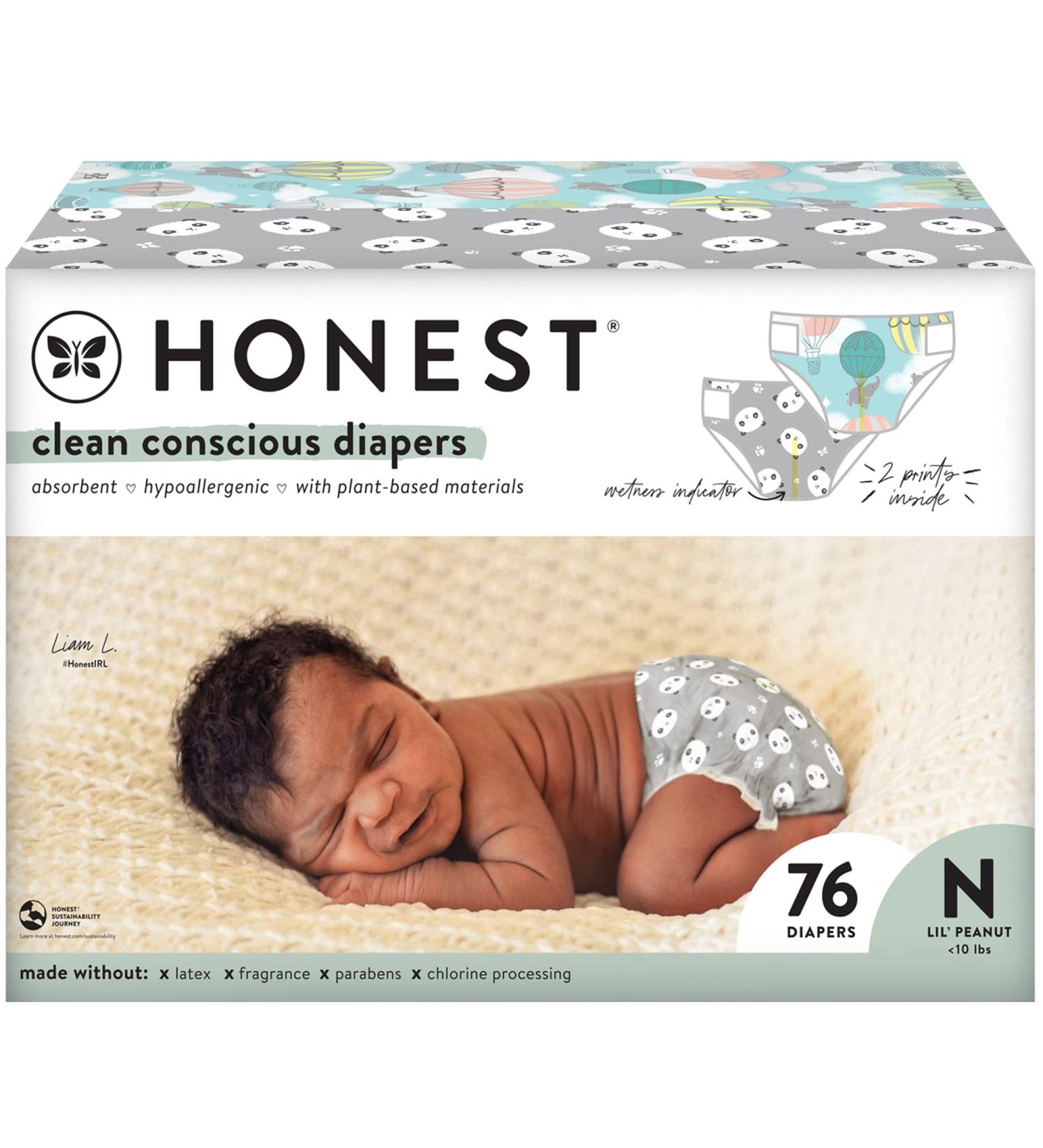 The Honest Company Clean Conscious Diapers | Plant-Based & Sustainable | Newborn Size 76 Count - Above It All + Pandas Club Box - Buy Online on SooperMarket.com