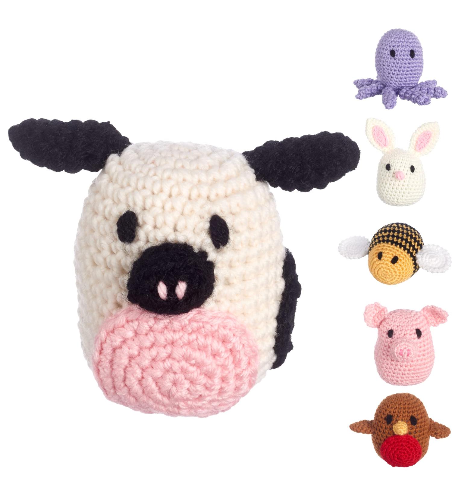 LEISURE ARTS Pudgies Animals Crochet Kit - Cow | Complete DIY Amigurumi Crochet Kit for All Ages - Buy Online on SooperMarket.com
