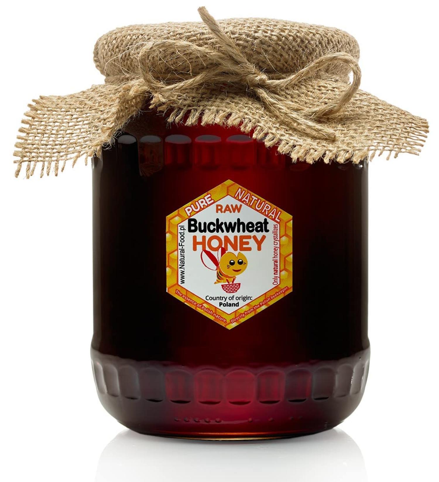 RAW HONEY | 1 1kg | Buckwheat Honey in glass jar | Absolutely Pure Raw Natural Unpasteurized | Fresh | Made by Bees | Buckwheat Honey 1.1 kg (Pack of 1)