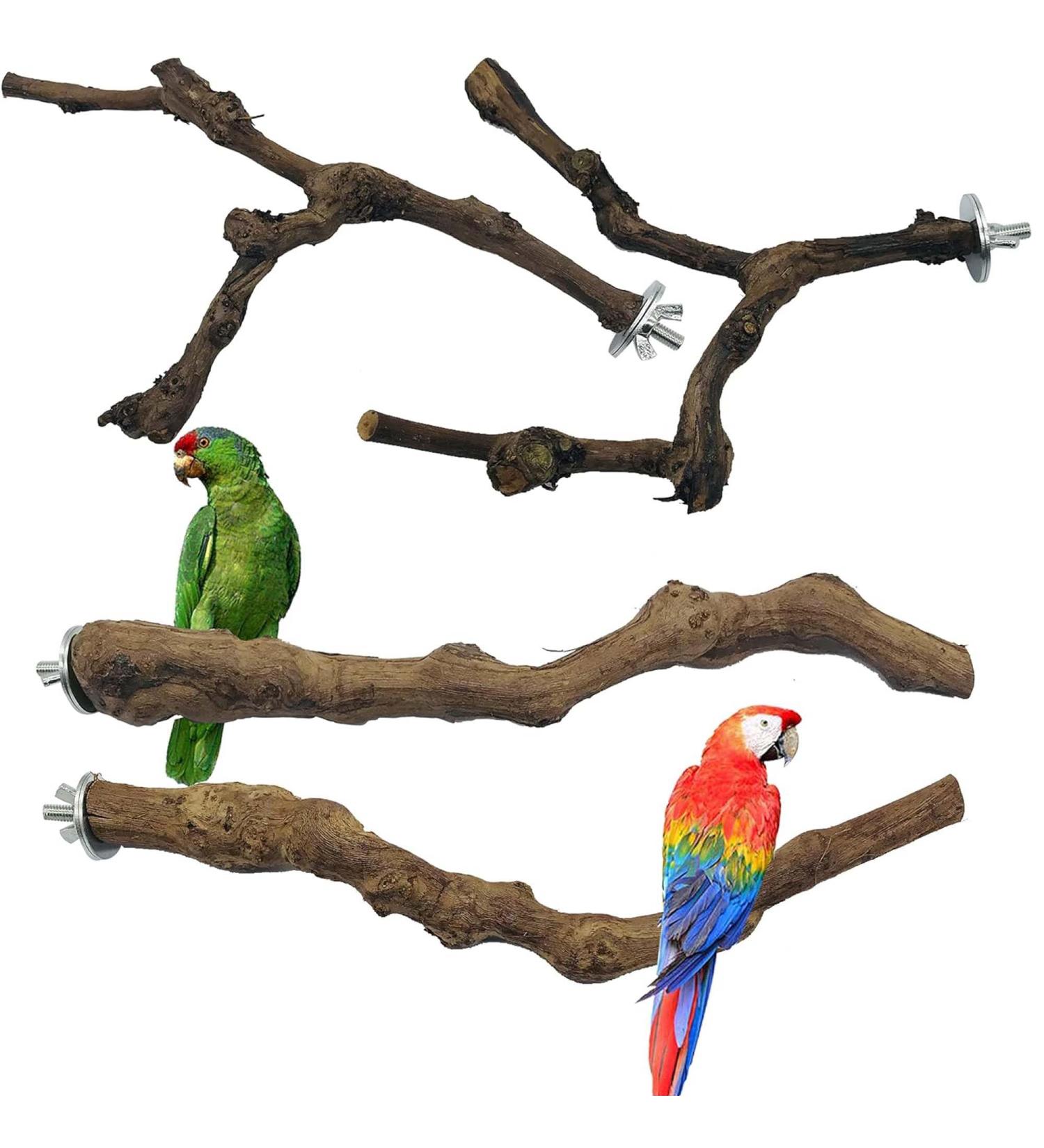 Allazon Natural Wood Bird Rods & Swing Toys - 4 Piece Parrot Playset for Birds - Ideal Bird Toys - Buy Online on SooperMarket.com