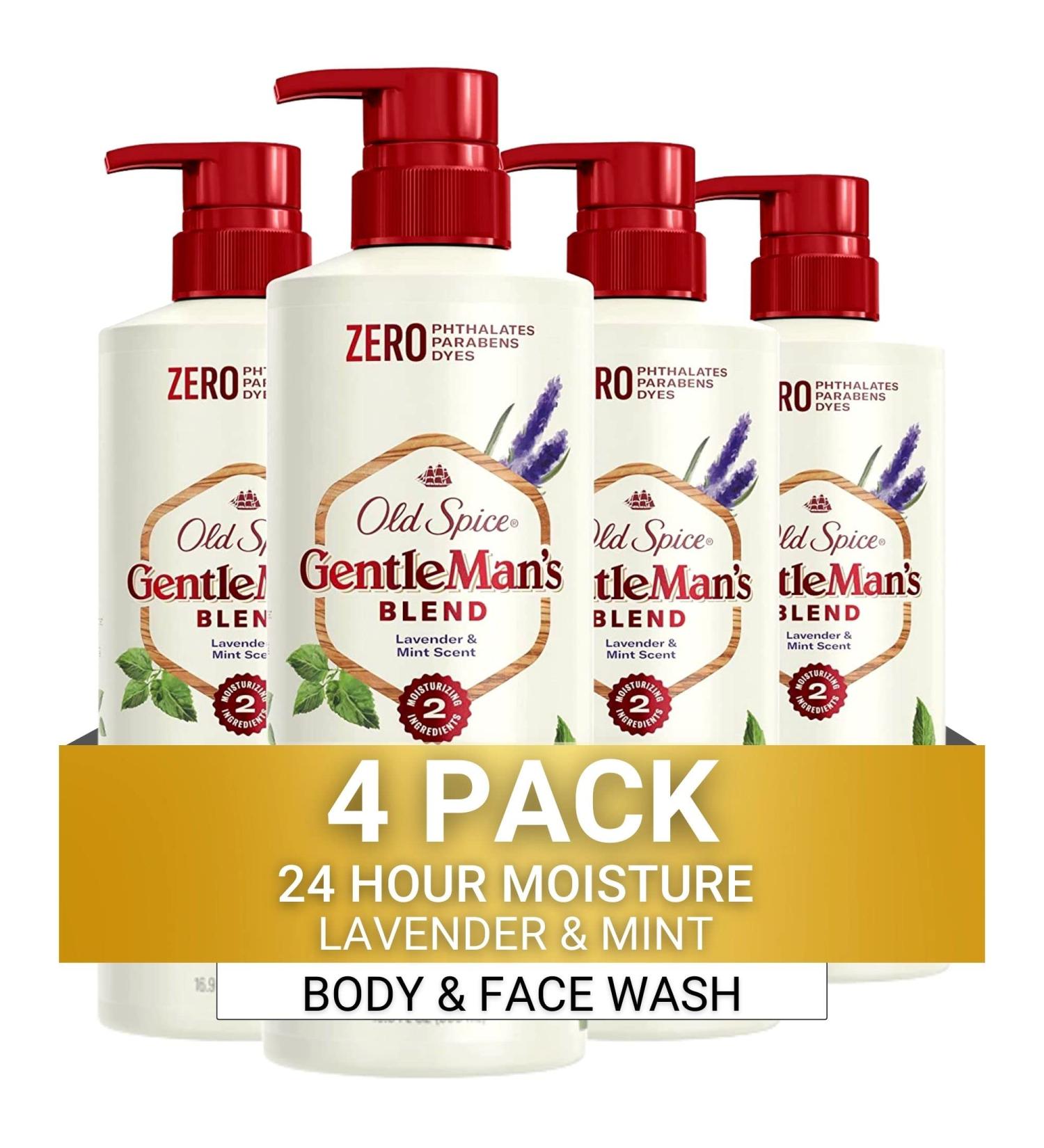Old Spice Men's Body Wash GentleMan's Blend Lavender & Mint 18 oz (Pack of 4) - 72 oz Total - Buy Online on SooperMarket.com