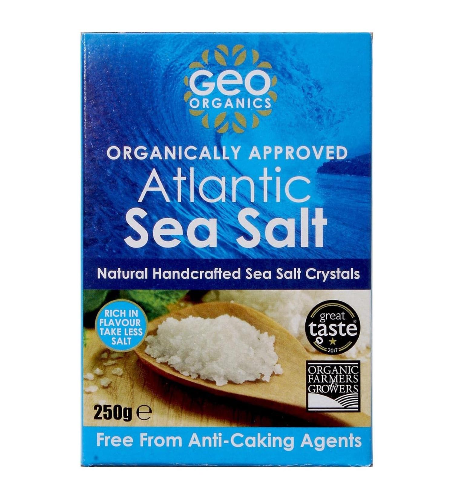 Geo Organics Sea Salt - ORGANIC Unrefined Pure Natural Salt - Naturally Handcrafted Sea Salt Crystals - Additive-Free Non-GMO Gluten-Free Vegan- 250 Grams Salt Box 250g (Pack of 1) - Buy Online on SooperMarket.com
