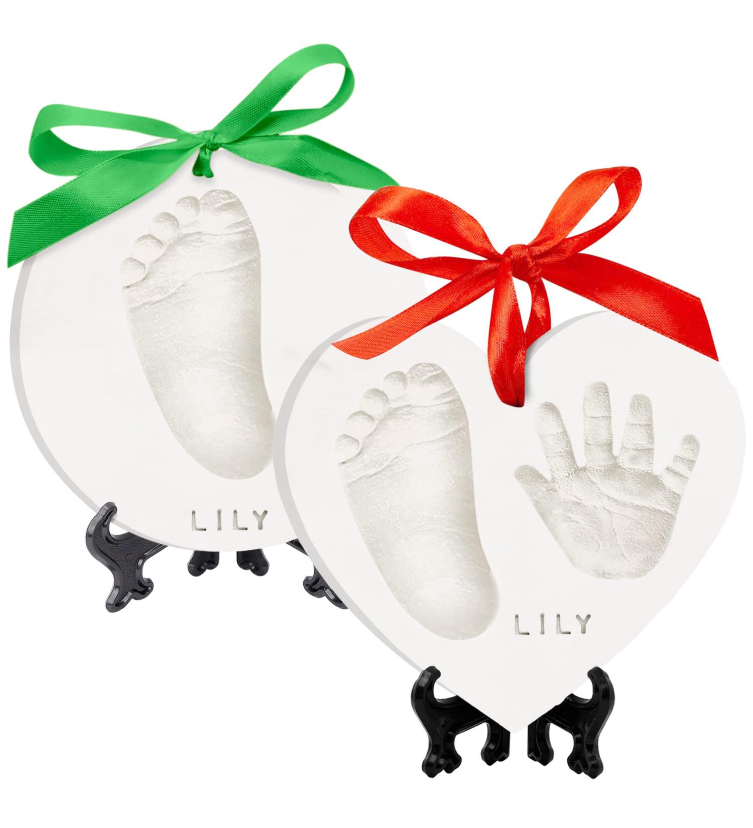 Baby Handprint Footprint Ornament - Personalized Newborn Keepsake Kit for Boys and Girls - Glaze Finish Christmas Gift for New Parents - Buy Online on SooperMarket.com