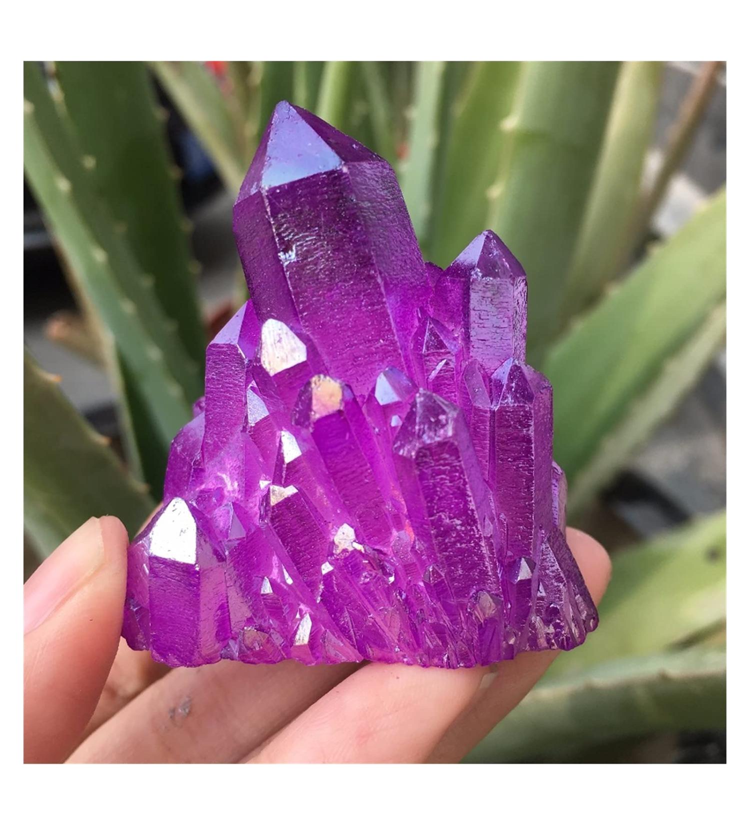Beautiful Purple Flame Aura Stone Quartz Crystal Cluster Specimen Home Decoration Full of Texture - Buy Online on SooperMarket.com